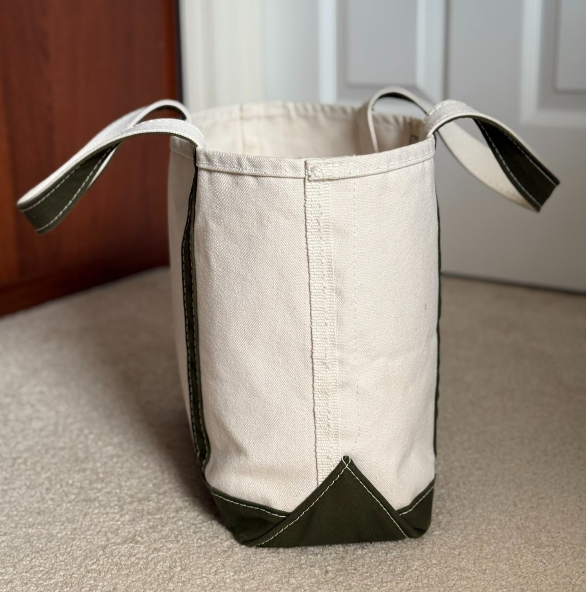 LL Bean Boat and Tote Open Top Medium Short Handle Antique Olive NO EMBROIDERY