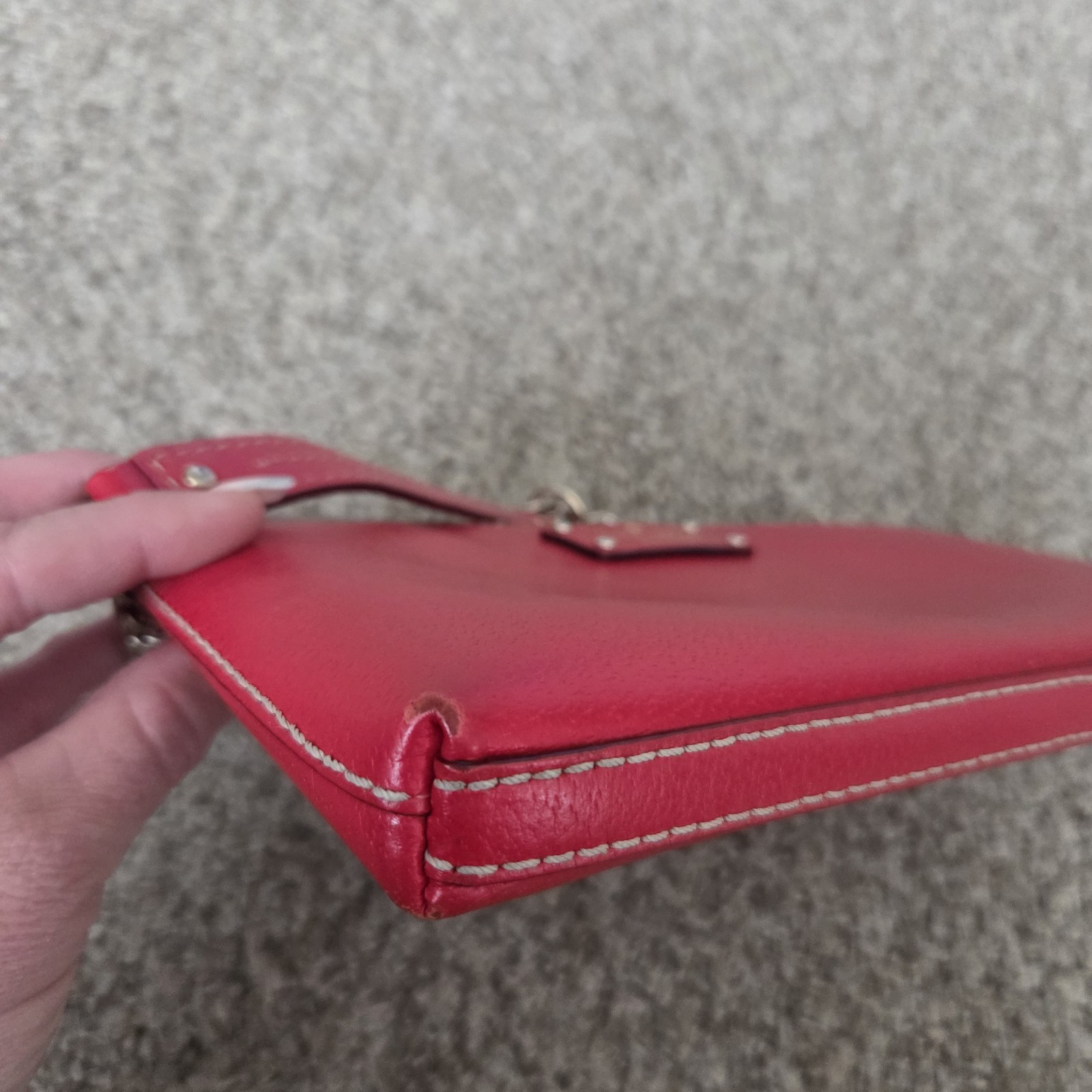 Kate Spade Wellesley Byrd Shoulder Bag RED Leather Chain Strap Purse