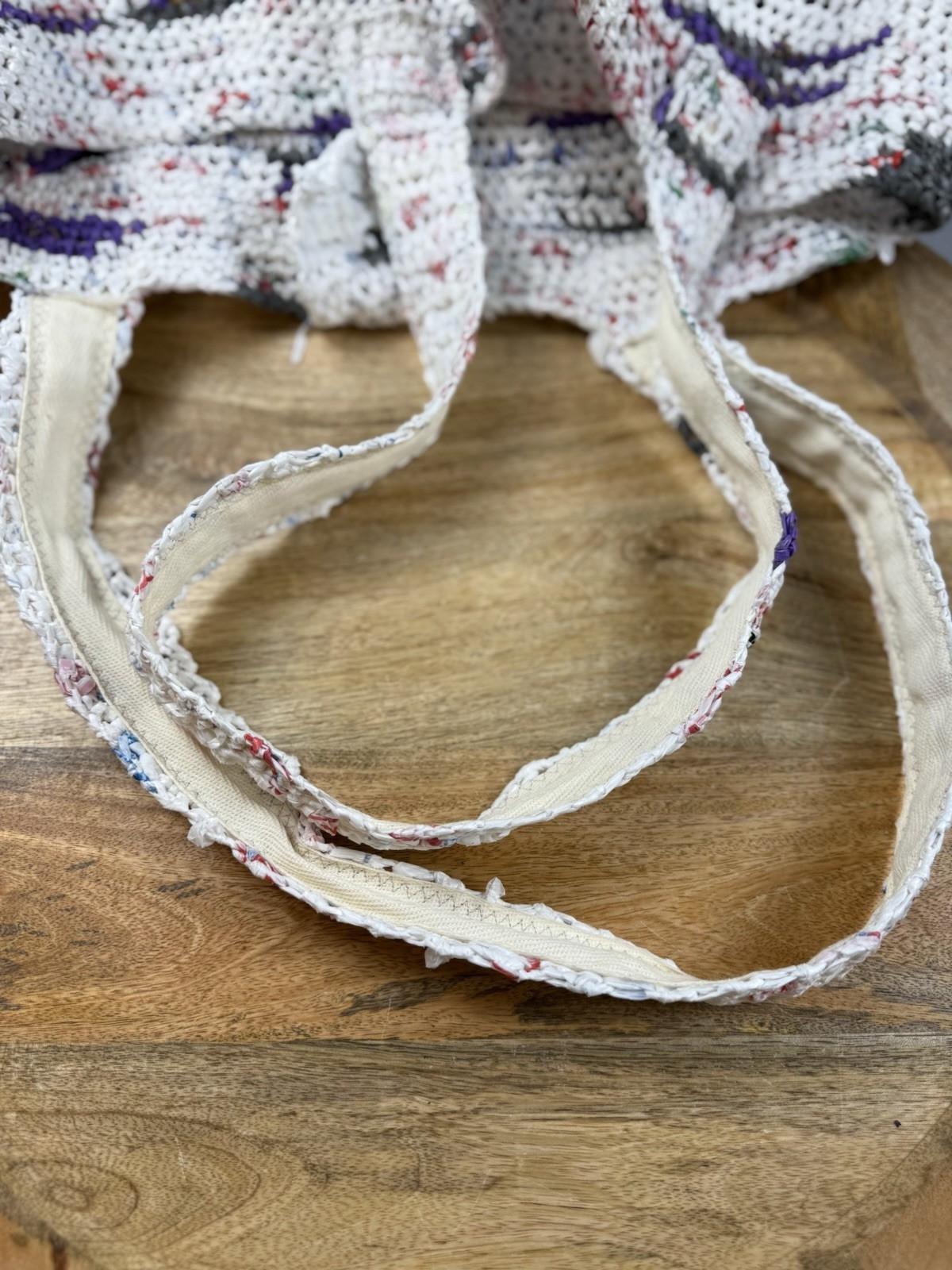 Handmade Plarn Tote Bag Recycled Plastic Crochet Market Beach Grocery Bag