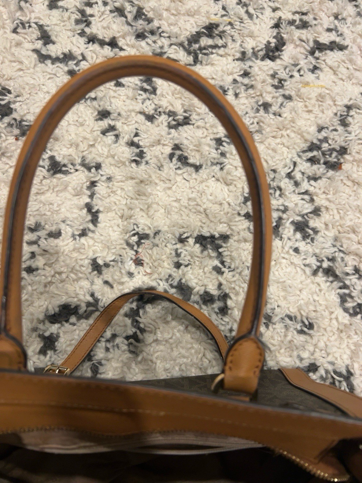 Michael Kors Brown Signature Monogram Satchel Crossbody Bag Gold Hardware