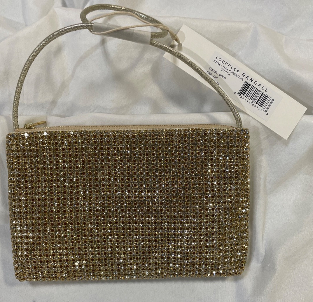 Loeffler Randall Yara Gold Diamanté Flat Clutch