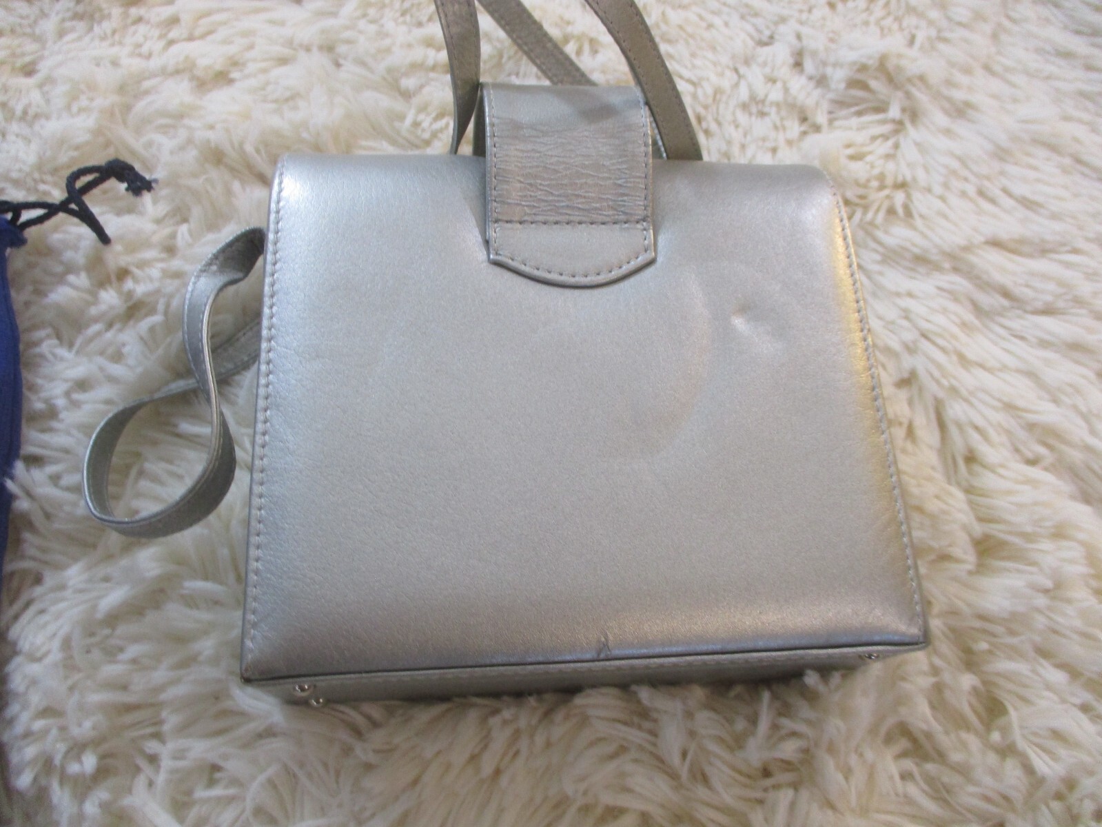 Stuart Weitzman Evening Purse Small Shoulder Bag Square Box Silver Tone Metal