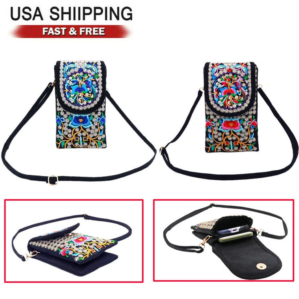 1PC Lady Retro Cell Phone Bag Shoulder Pouch Crossbody Wallet Handbag