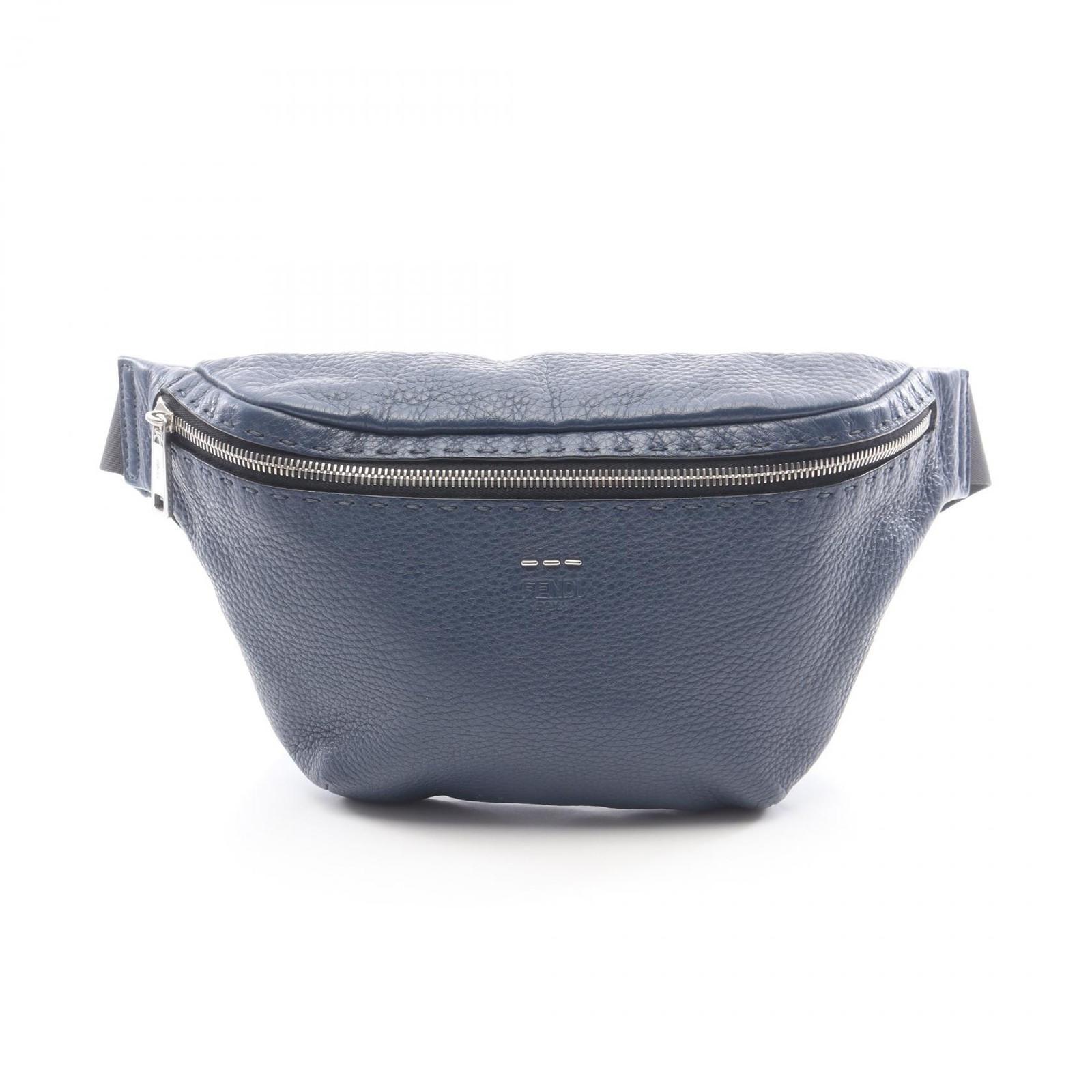 FENDI Selleria Waist bag crossbody 7VA434 leather Navy Used unisex
