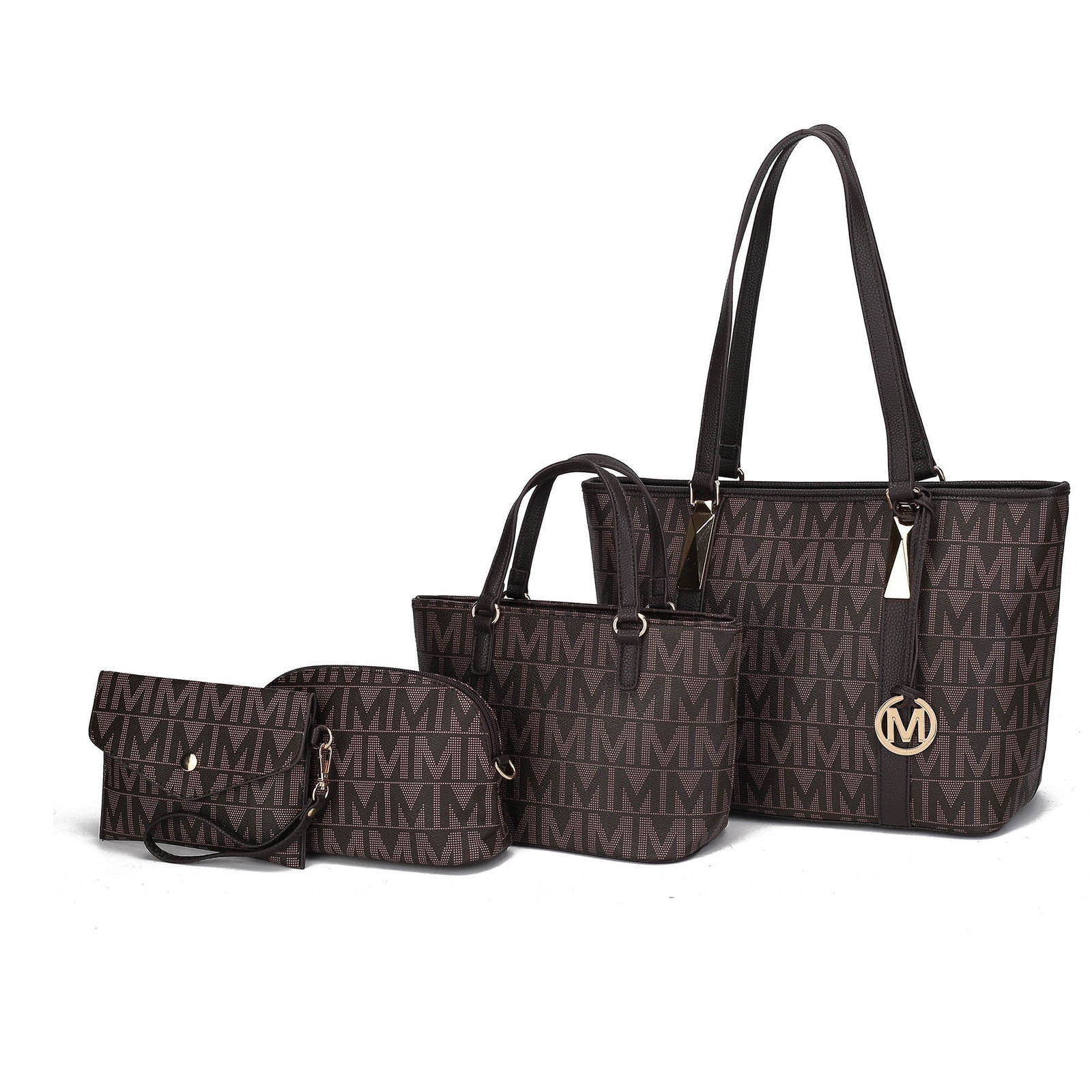 Mia K. Marimar Women’S Tote Bag with Pouch and Wristlet, Signature 4 Piece Se