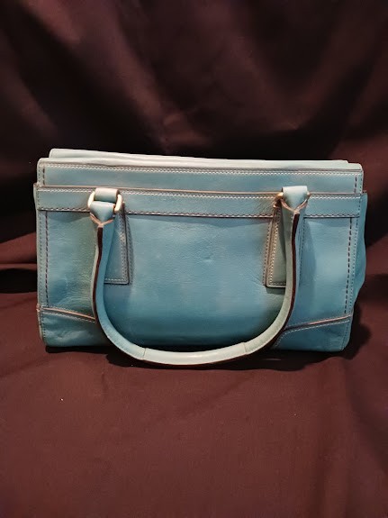 Coach Hamptons Carryall Satchel, Teal/Turquoise Leather, Turn-Lock-2007 #11047