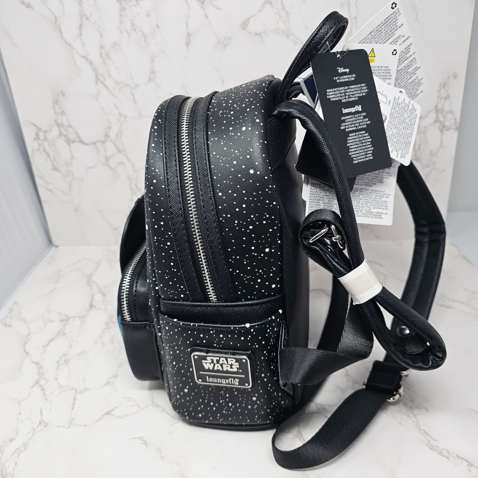 NWT Loungefly Star Wars – Darth Vader Death Star Print Light Up Mini Backpack