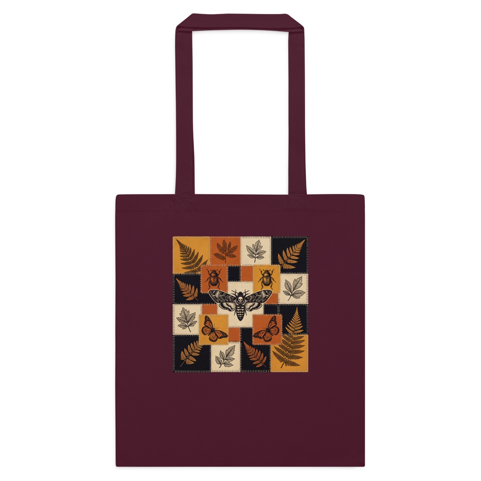 Gothic Patchwork Cotton Tote Bag Moth Beetle Dark Academia Halloween Tote Gift
