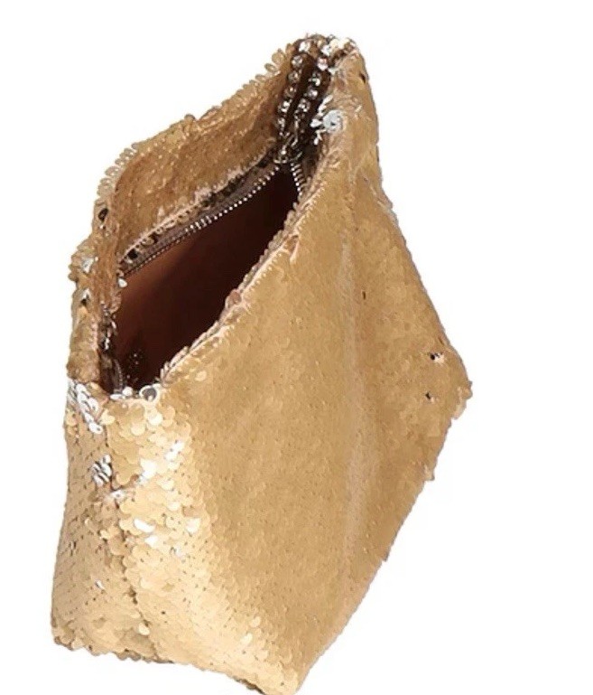 GEDEBE Gold and Silver Sequin Wristlet Evening Handbag NWOT