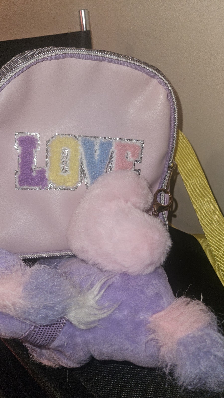 Pink/Blue Small Mini Lunchbox with LOVE Patch and Bonus Unicorn with Keychain.