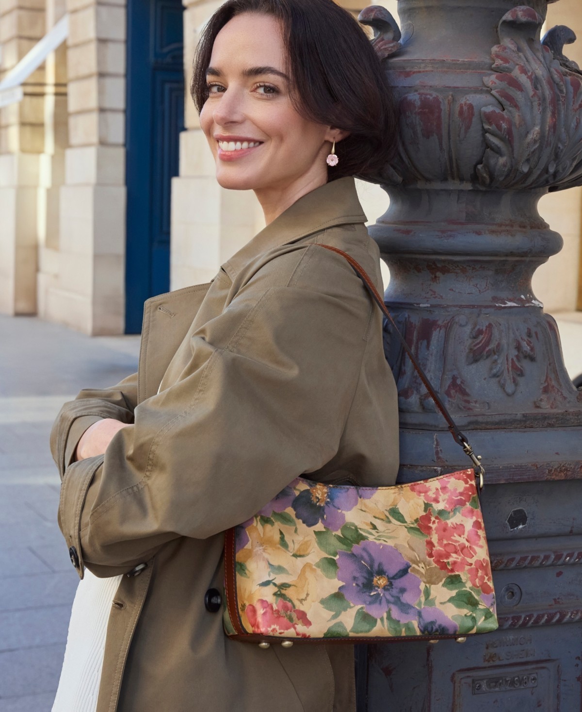 Patricia Nash Betta Leather Crossbody French Hydrangeas Gold