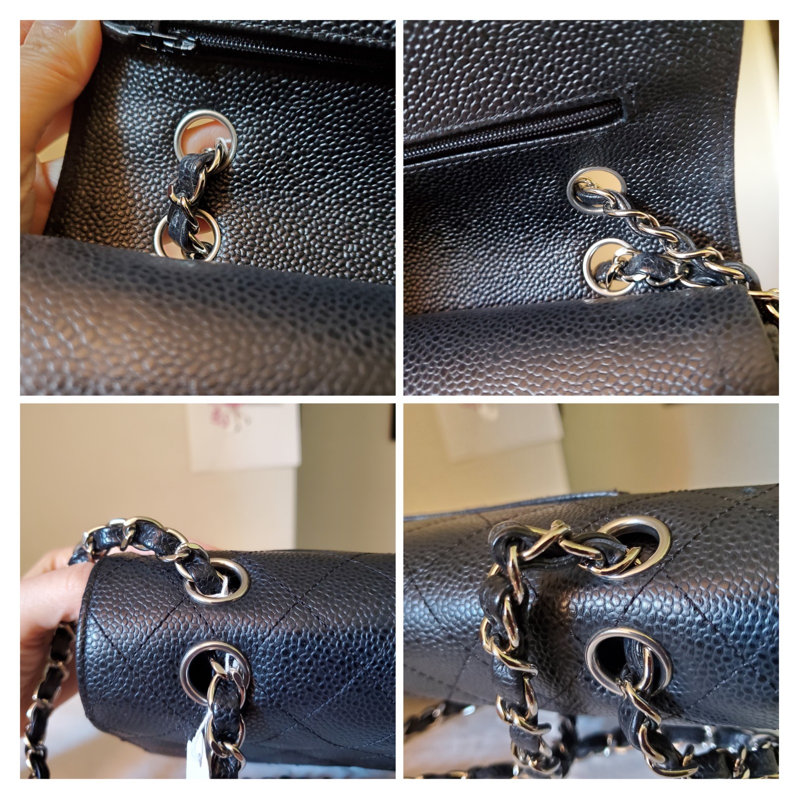 $11,700 CHANEL Double Flap Classic Medium black ca.viar bag Silver hw Serial 17