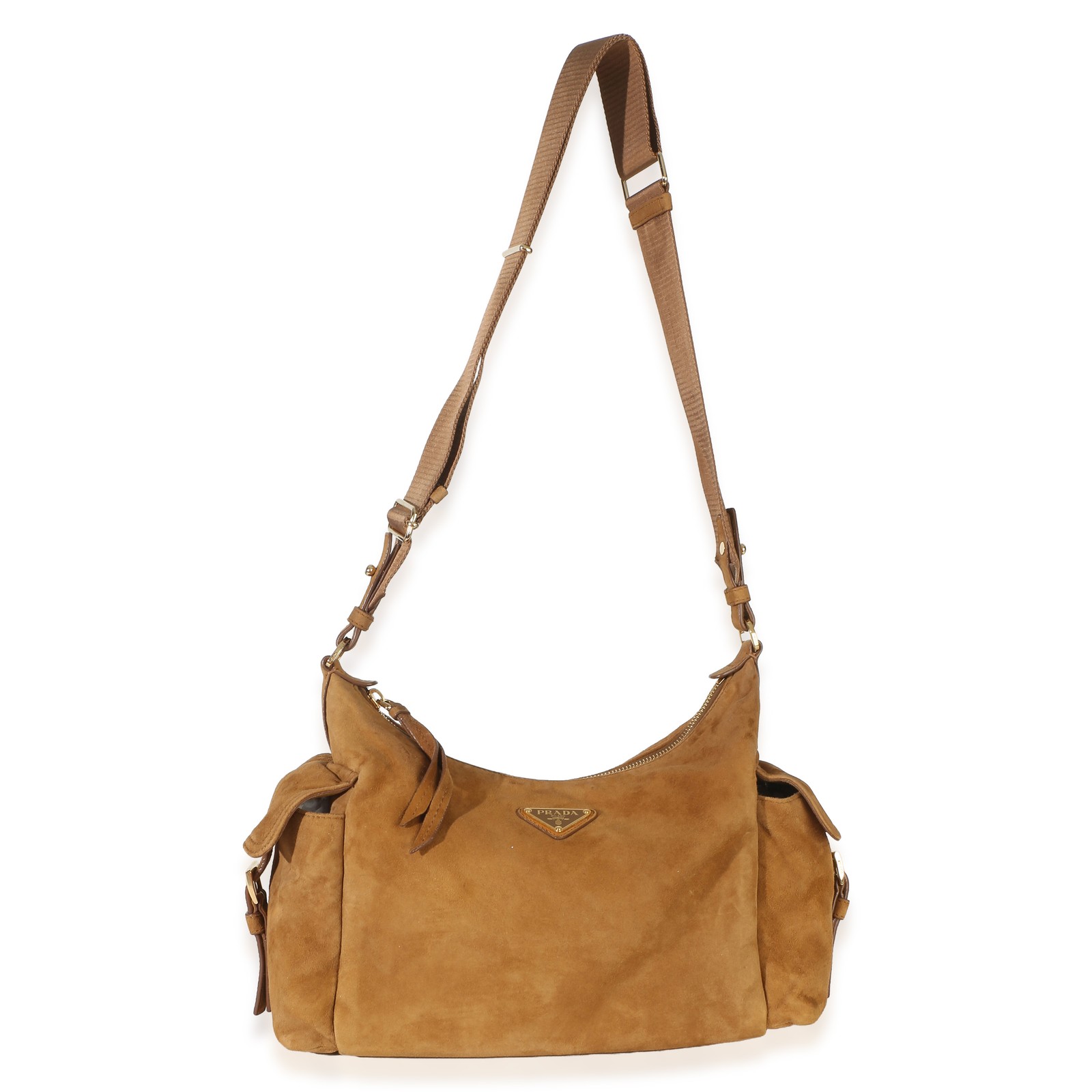 Prada Brown Suede Large Explore Shoulder Bag