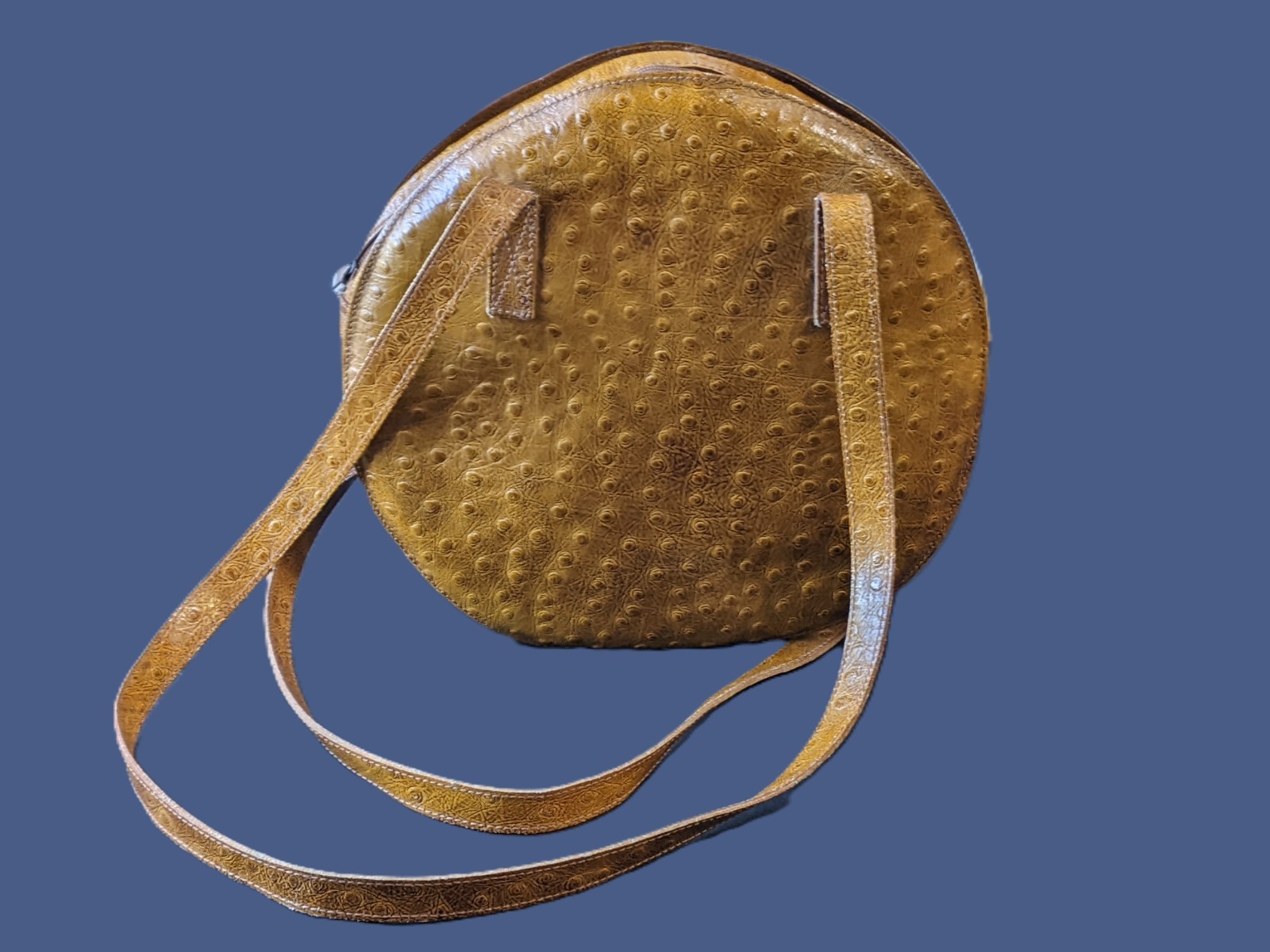Ostrich Leather Handbag “Paquetage Paris” Round Design