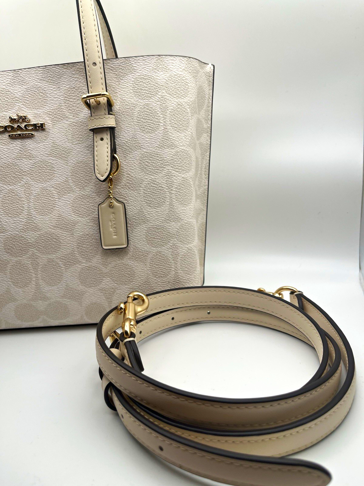 Coach Signature Mollie 25 Satchel Top Handle Zip Bag w/ Detachable Strap