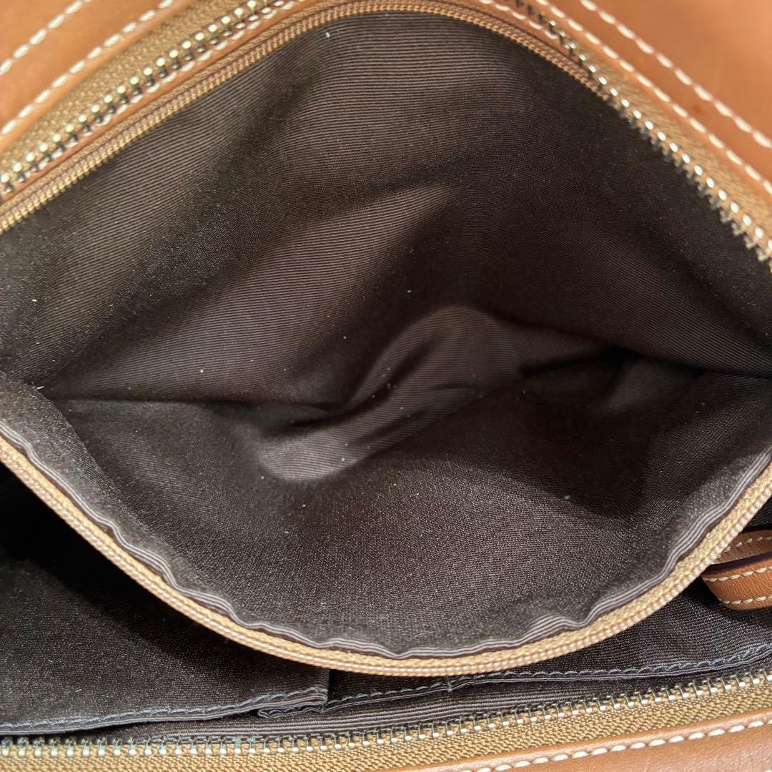 COACH Soho Signature Handbag Brown Leather Canvas Pre-Owned Used 35x22x10 cm