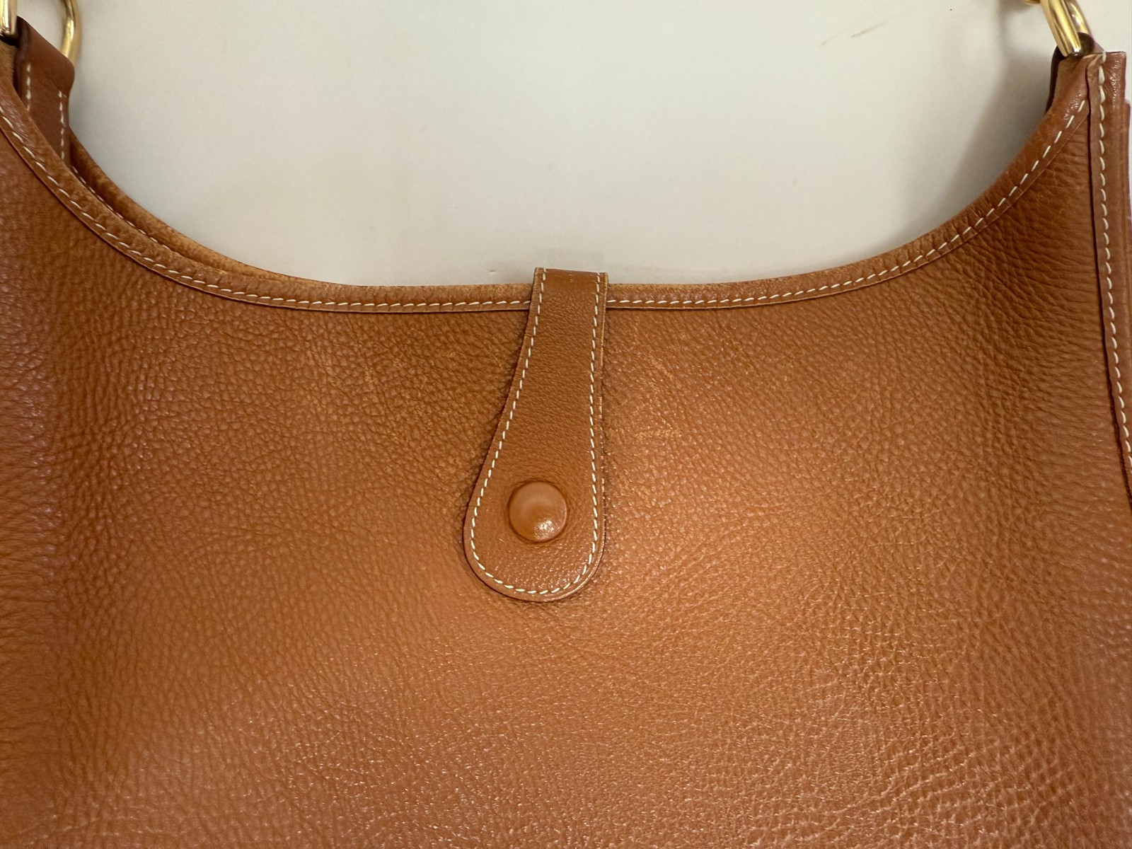 Authentic HERMÉS Evelyne 3 GM Shoulder Bag Leather, Goldtone Hardware