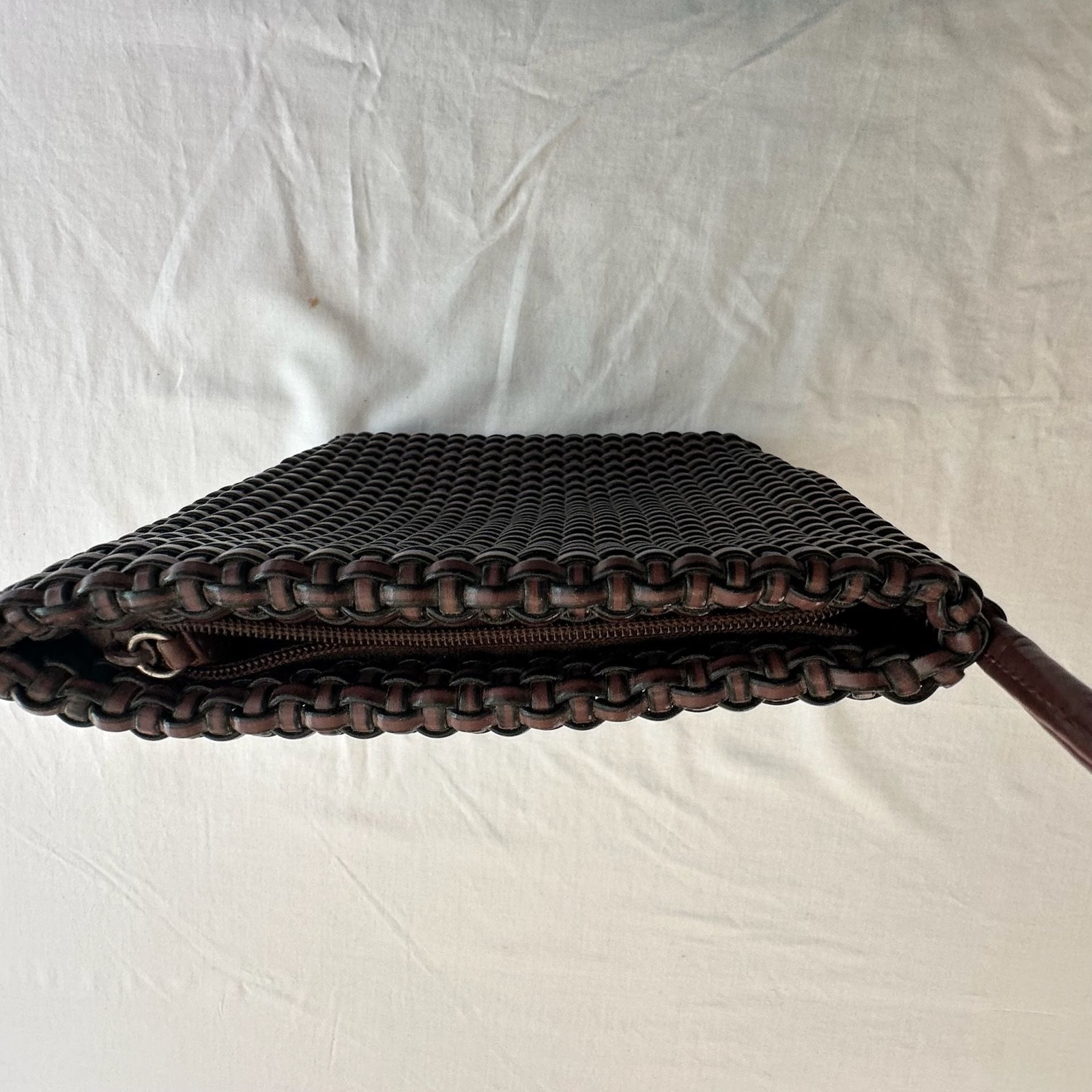 Vintage Nine West Brown Woven Leather Shoulder Bag