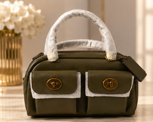 Coach Turnlock Bag 20 Olive Leather Satchel Crossbody Bag CCC55 NWT
