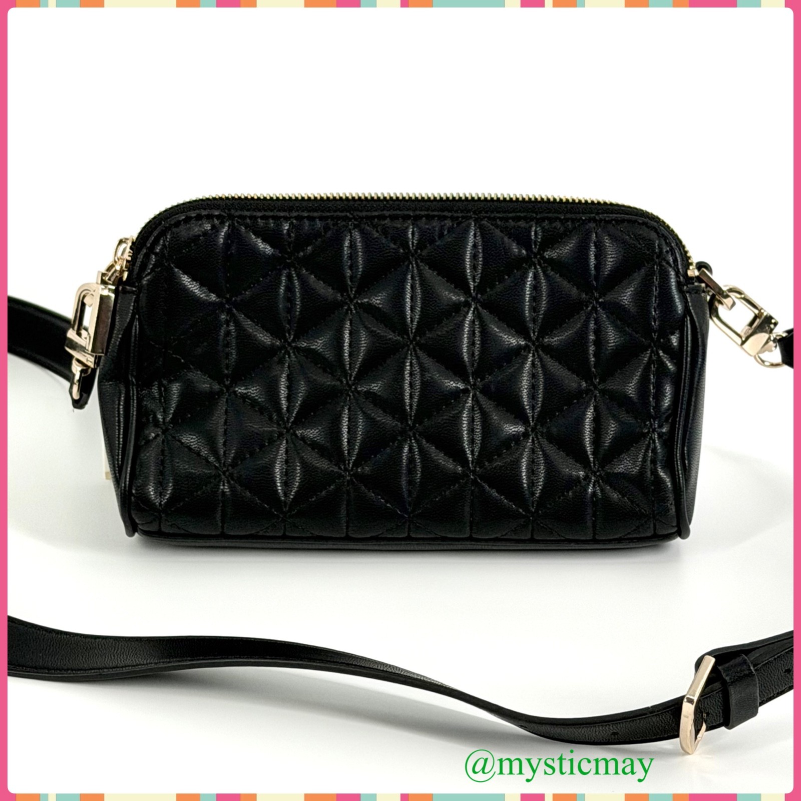 Women’s GUESS Classic Jet Black Quilted Faux Leather Crossbody Bag Medium Purse