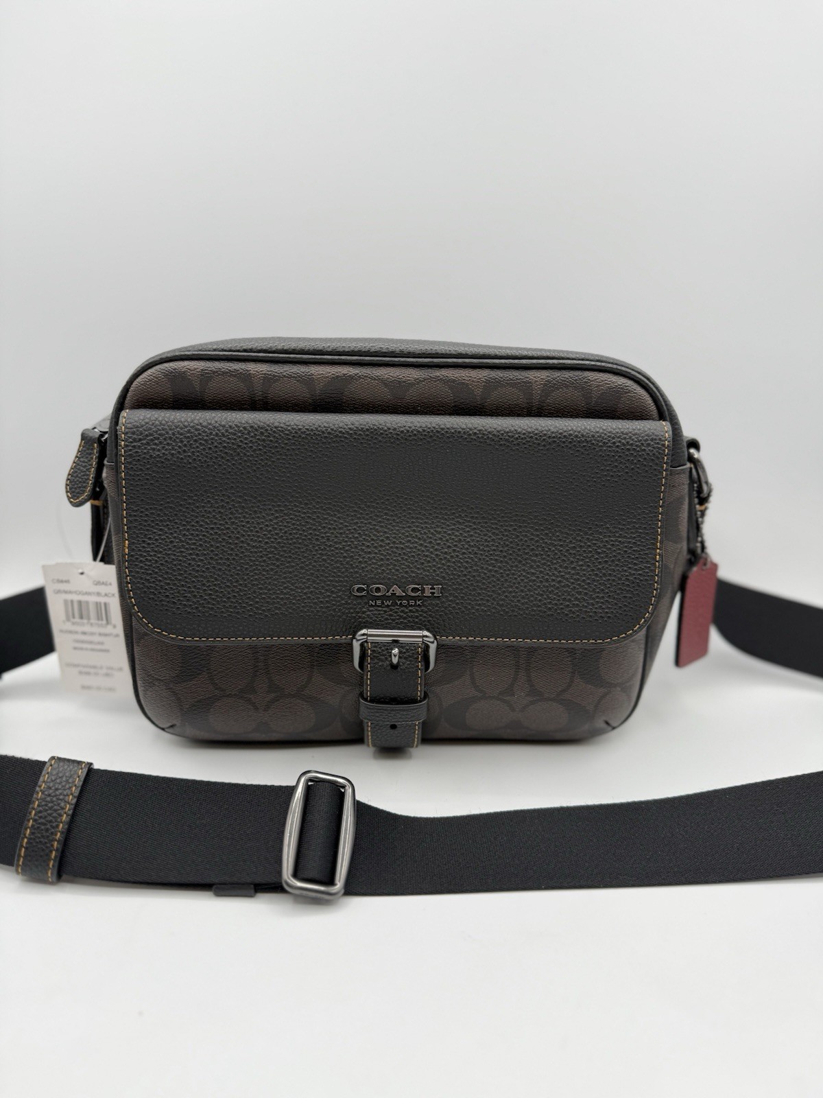 NWT Coach Shoulder Bag CB846 Hudson Crossbody Signature Canvas Leather Brown
