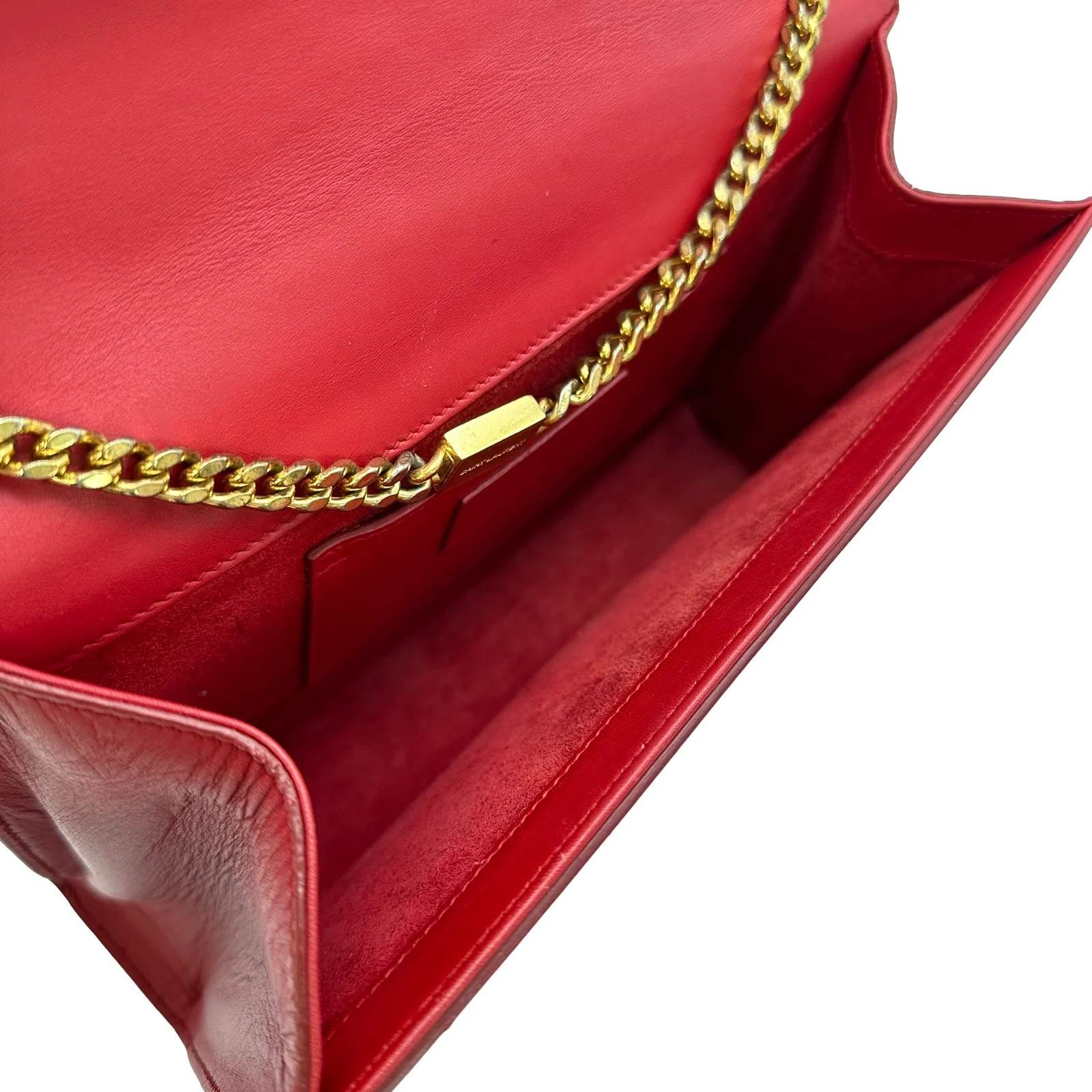 SAINT LAURENT Kate Chain Shoulder Red Leather Shoulder Bag 354119 #OKB6402