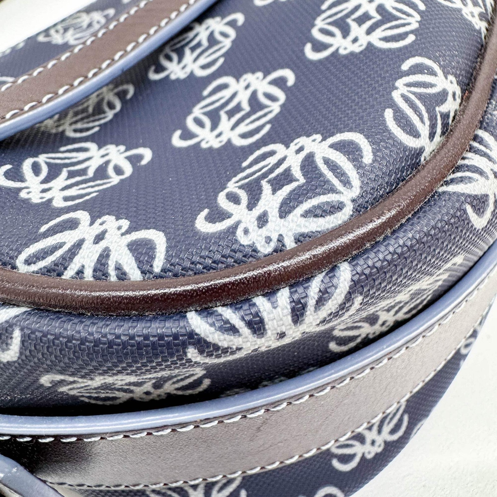 LOEWE Anagram Blue Monogram Canvas Shoulder Bag