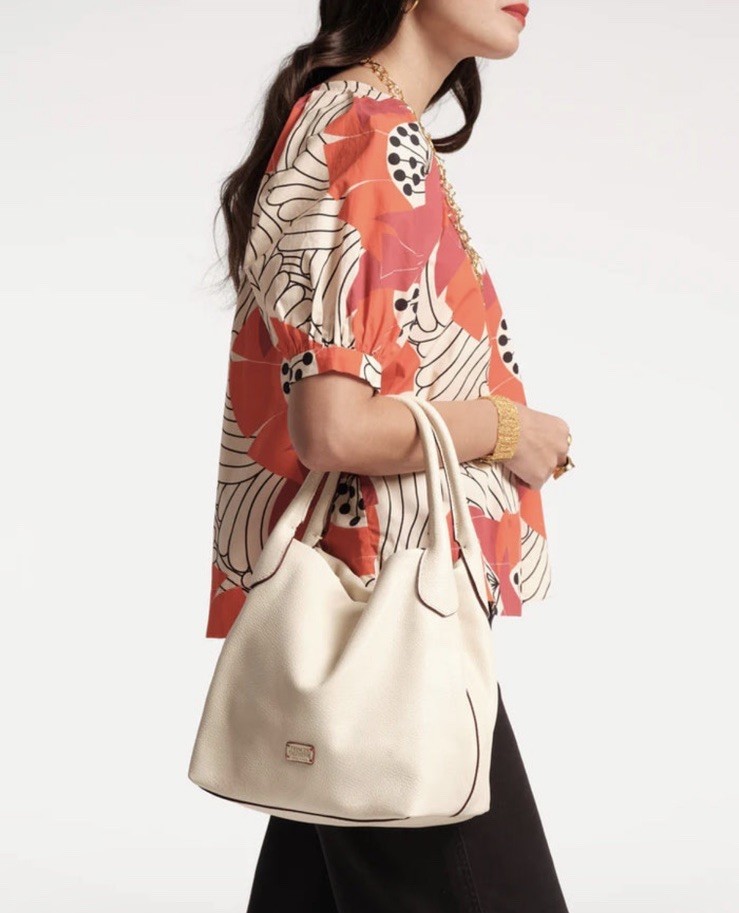 Frances Valentine Sweet Pea Tote Handbag Tumbled Leather Oyster – BRAND NEW
