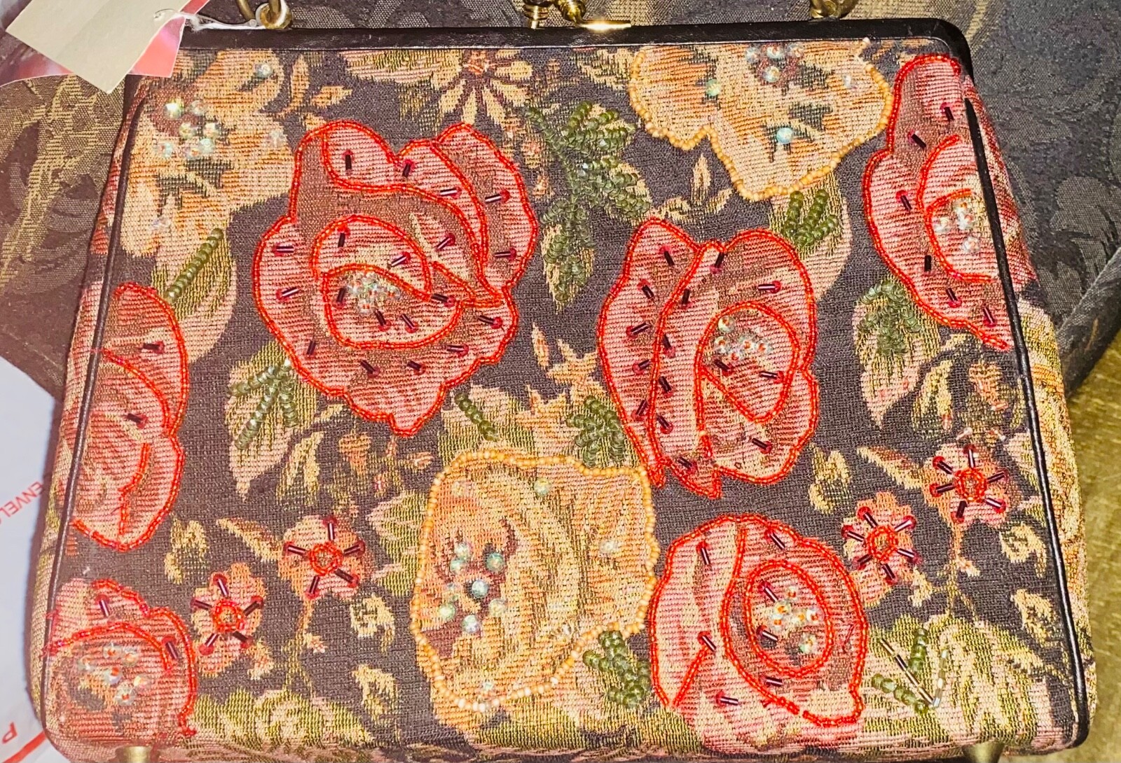 NWT Christiana Hand Beaded Floral Shoulder Bag BEAUTIFUL