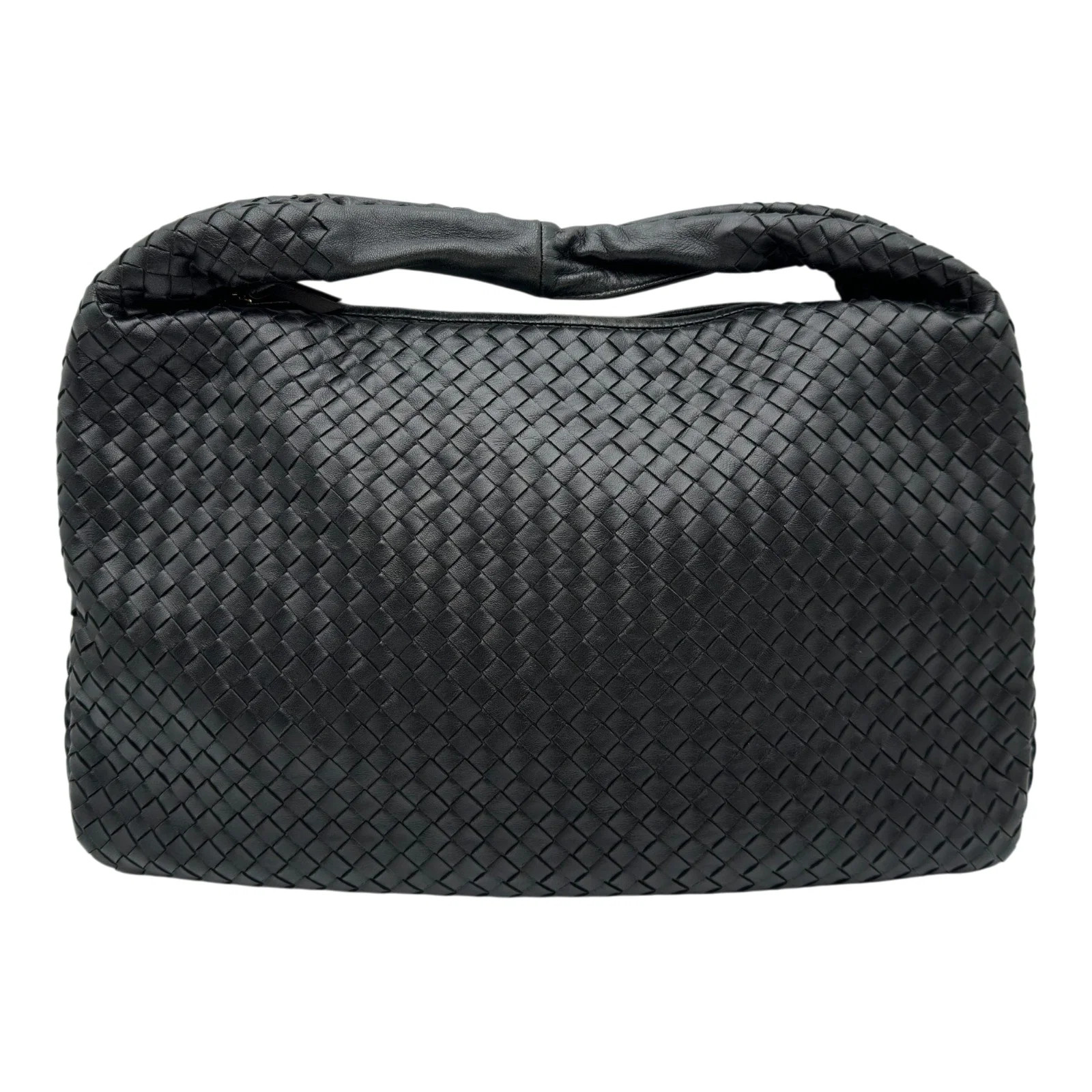 BOTTEGA VENETA Intrecciato Hobo Bag Black Leather Shoulder Bag 115654 #OKB9656