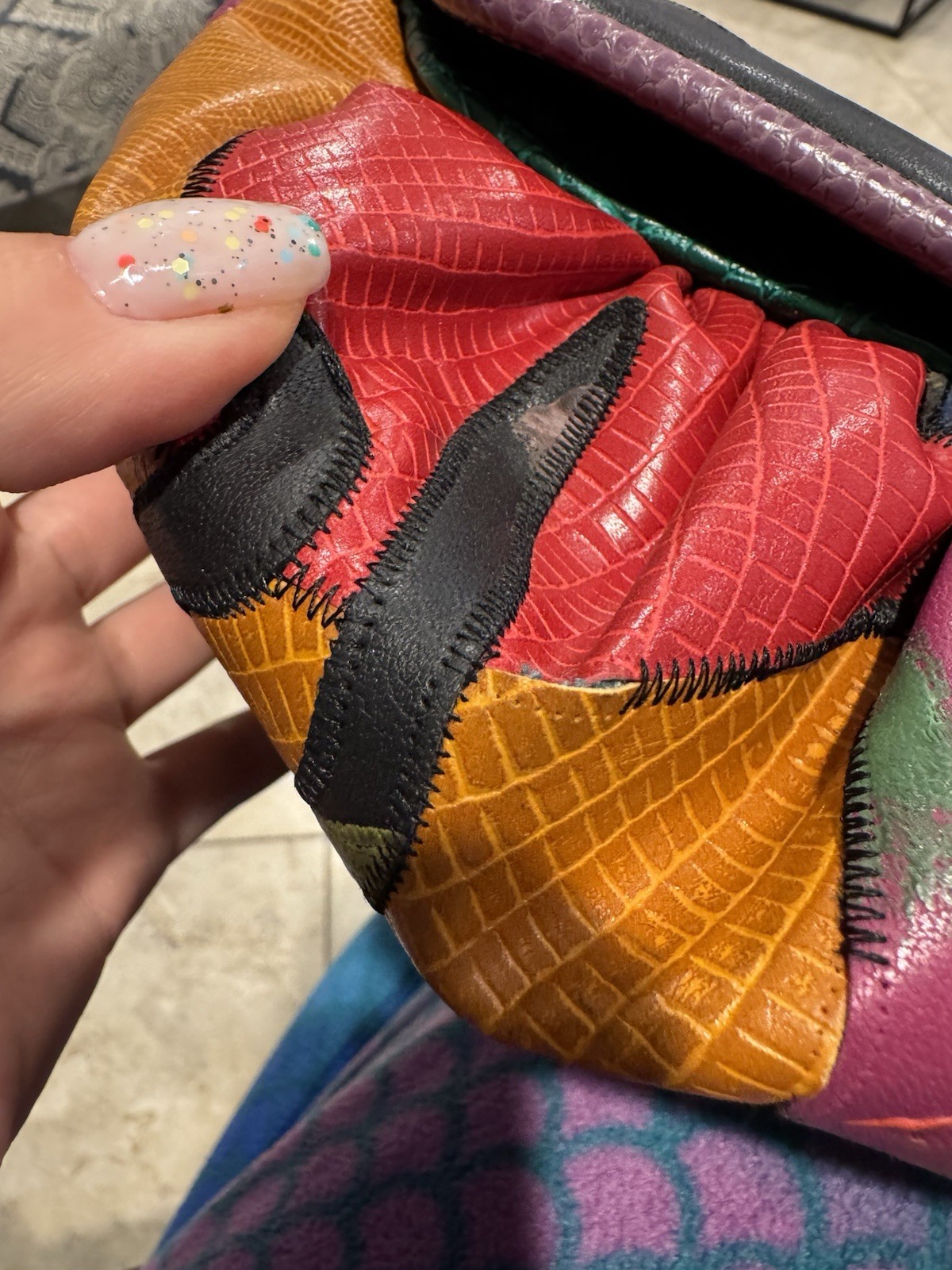 Vintage NAS BAG 80s Multicolor Patchwork Crossbody Shoulder Bag Purse Korea