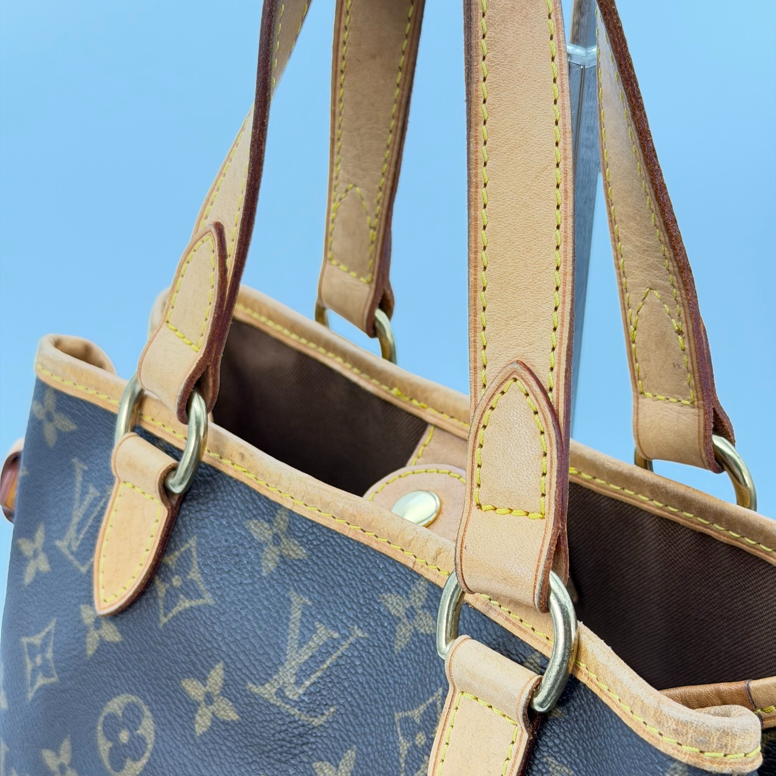 Louis Vuitton Batignolles Monogram Canvas Tote Handbag Vintage LV Japan