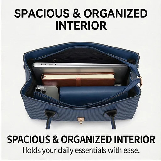 Women’s Large Capacity Leather Handbag, 3In1 Trendy Designer Luxury Bag