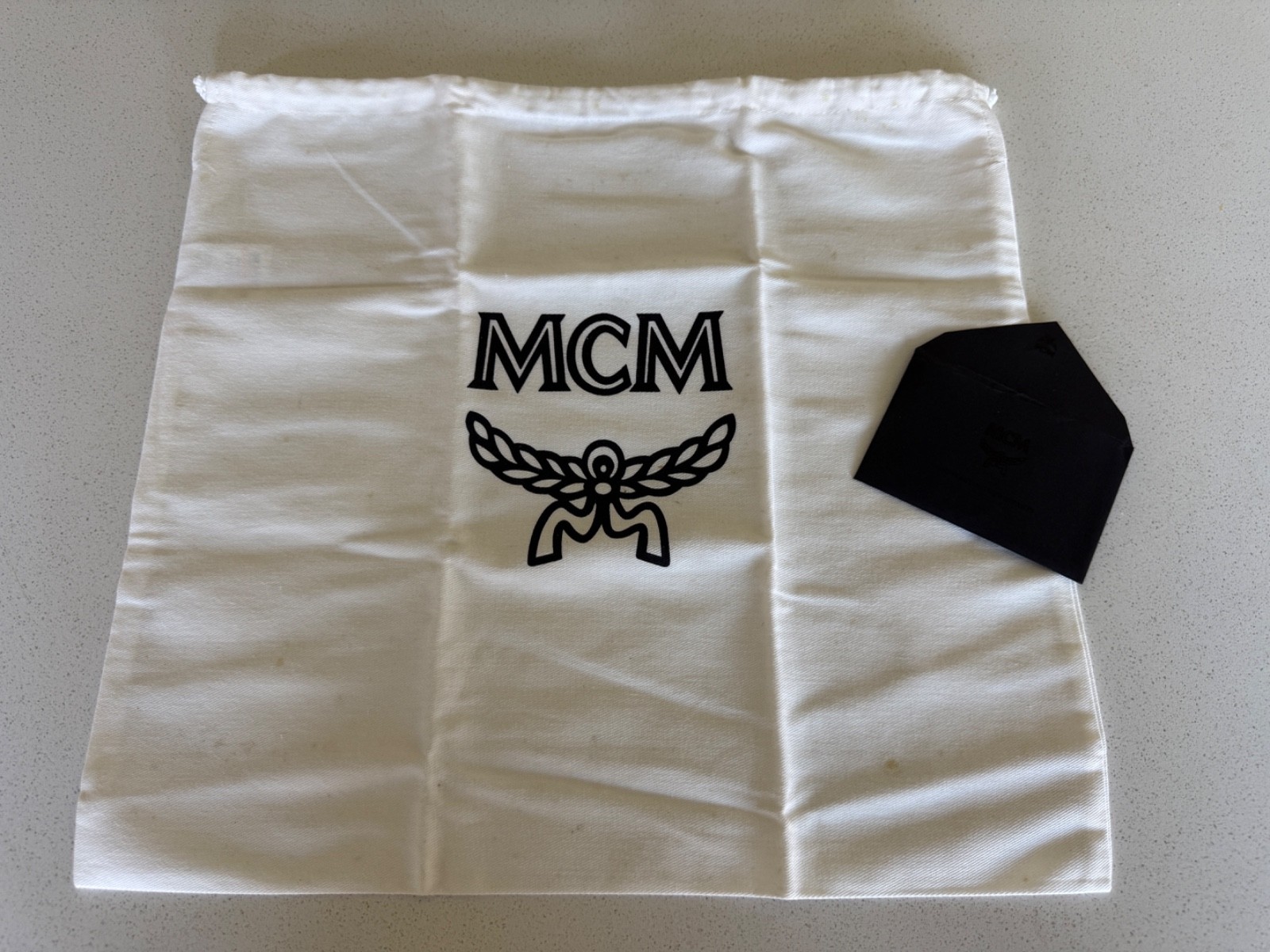 MCM Canvas Shoe Bag w/ One Year Limited Warranty Card