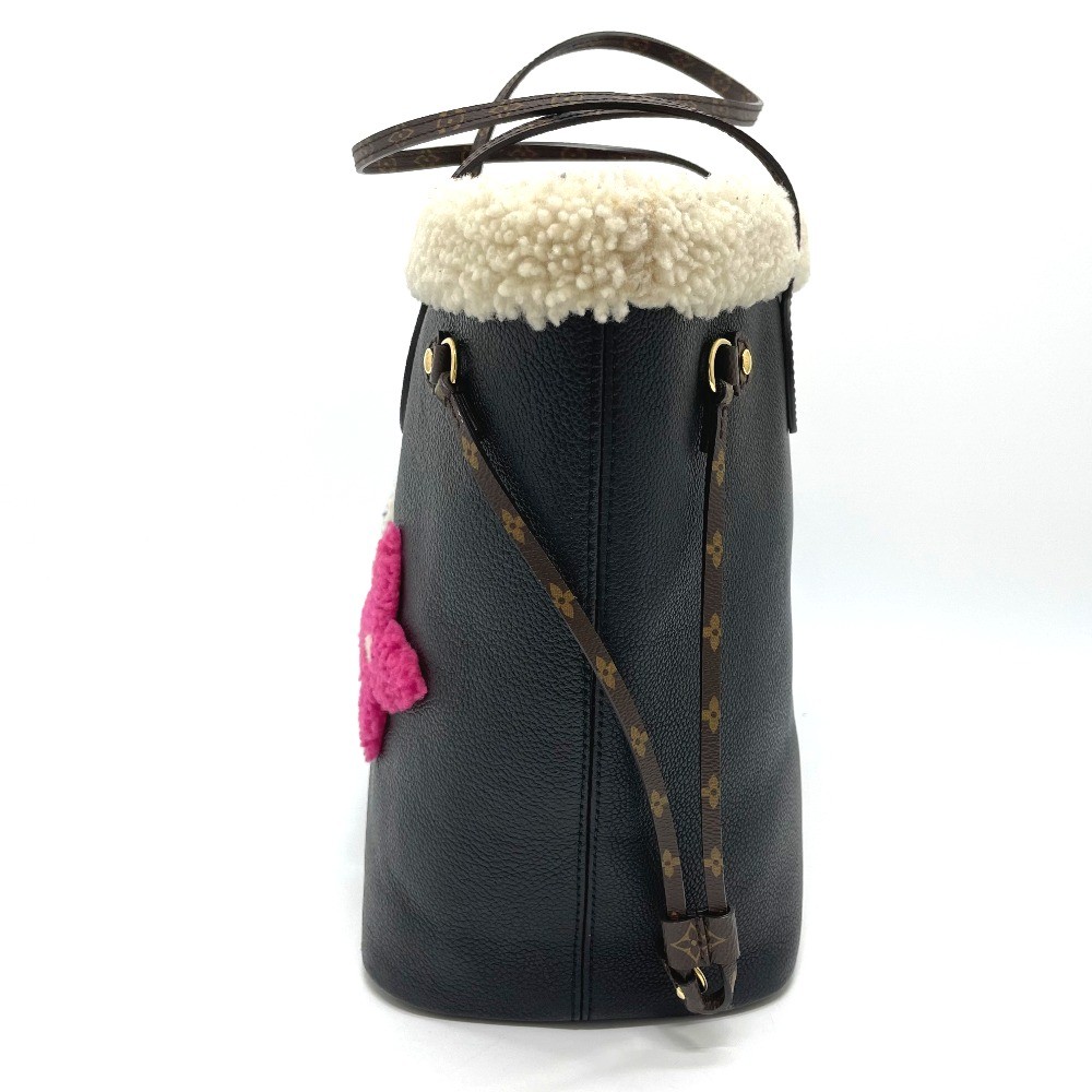 LOUIS VUITTON M56960 Shearing Neverfull MM Tote Bag Calf Leather Black
