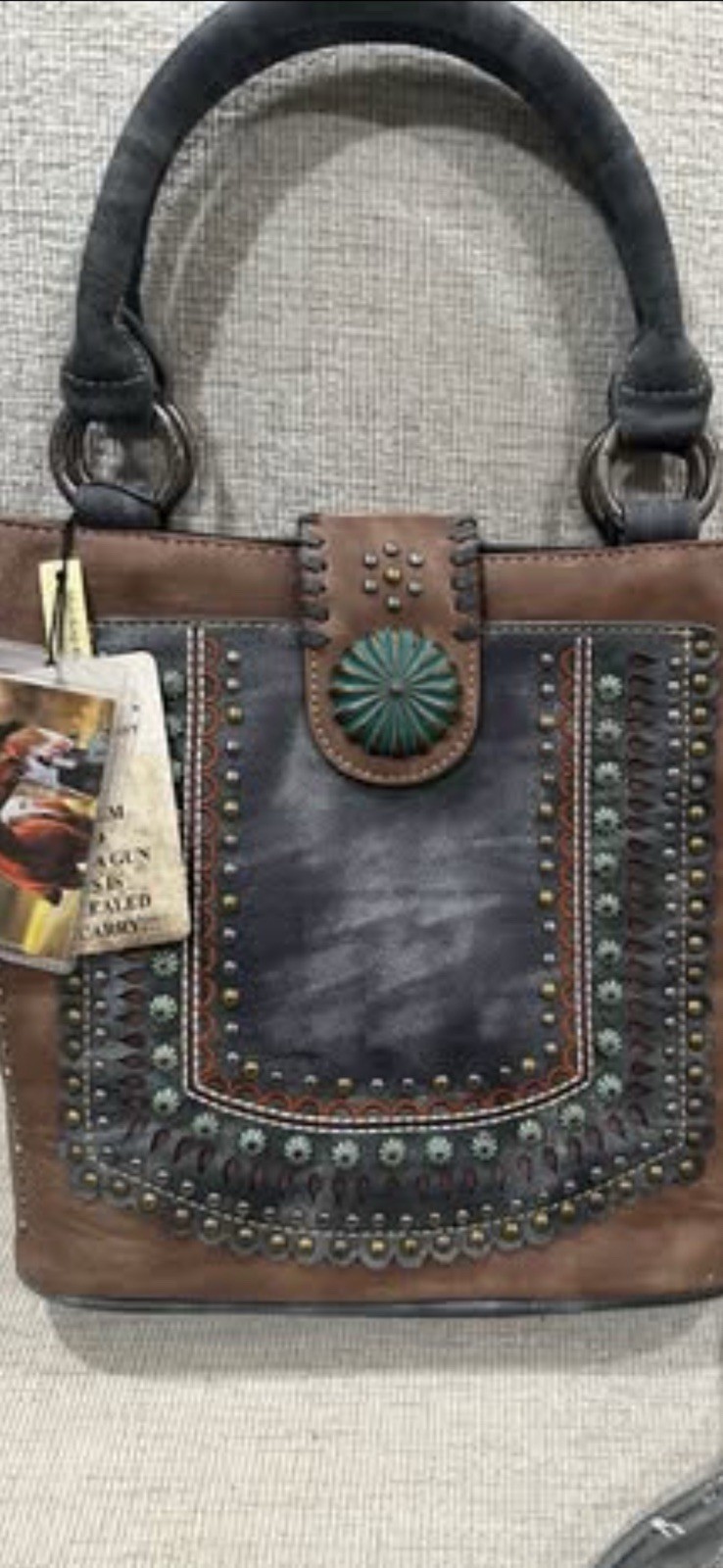 Montana West Studded Satchel Top Handle/Concealed Carry/Concho/Detachable Strap