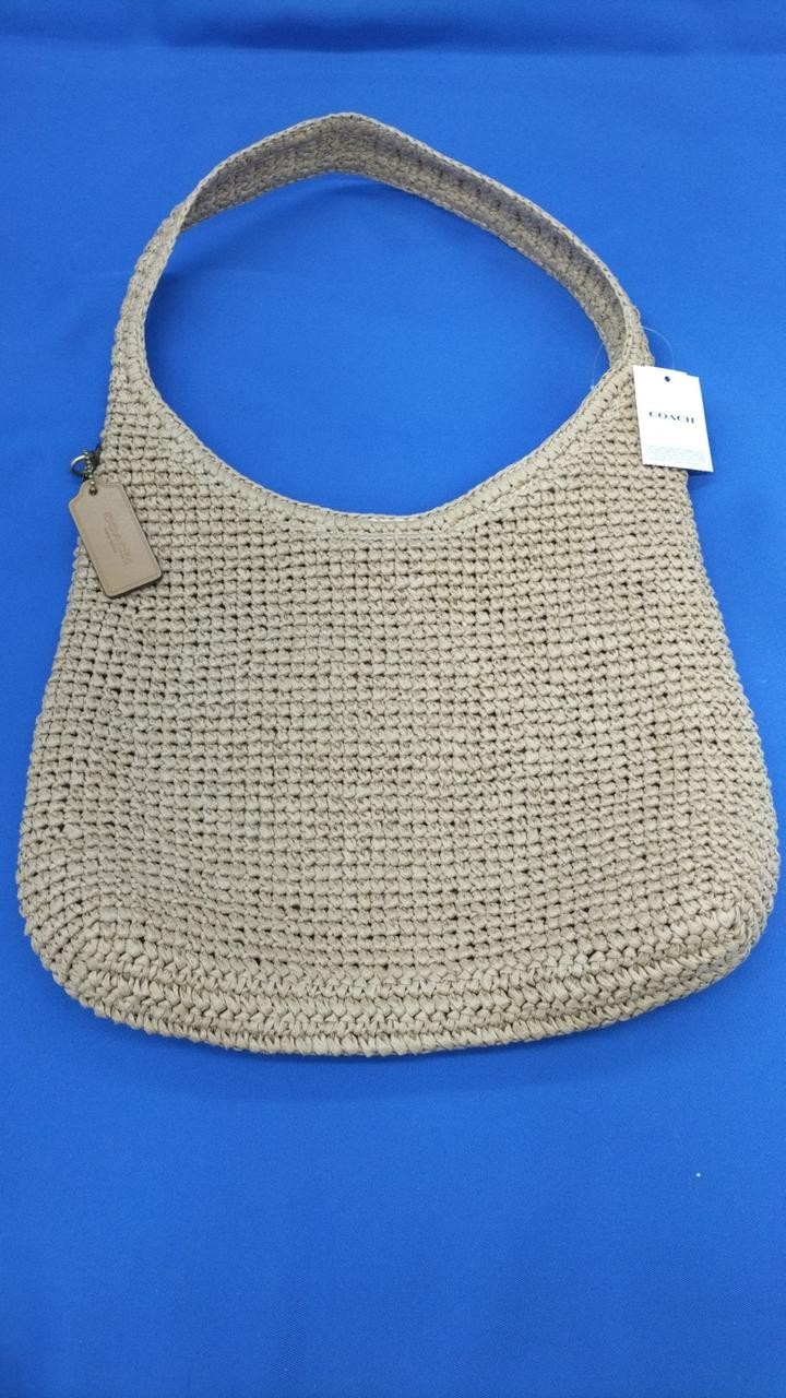 COACH Brooklyn Shoulder Bag 39 CDU76 Straw Natural Leather Trim w/Tag Auth