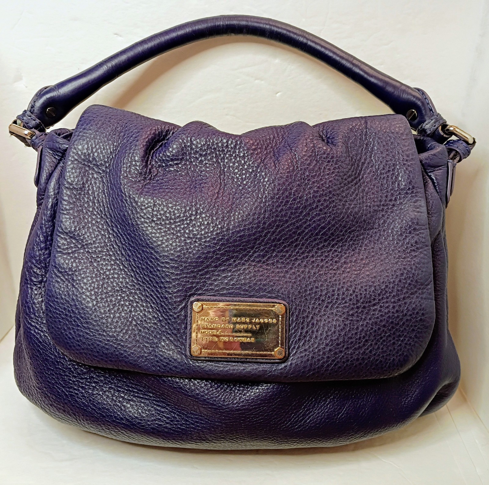 Marc by Marc Jacobs Classic Q Lil’ Ukita Purple Pebbled Leather Shoulder Hobo