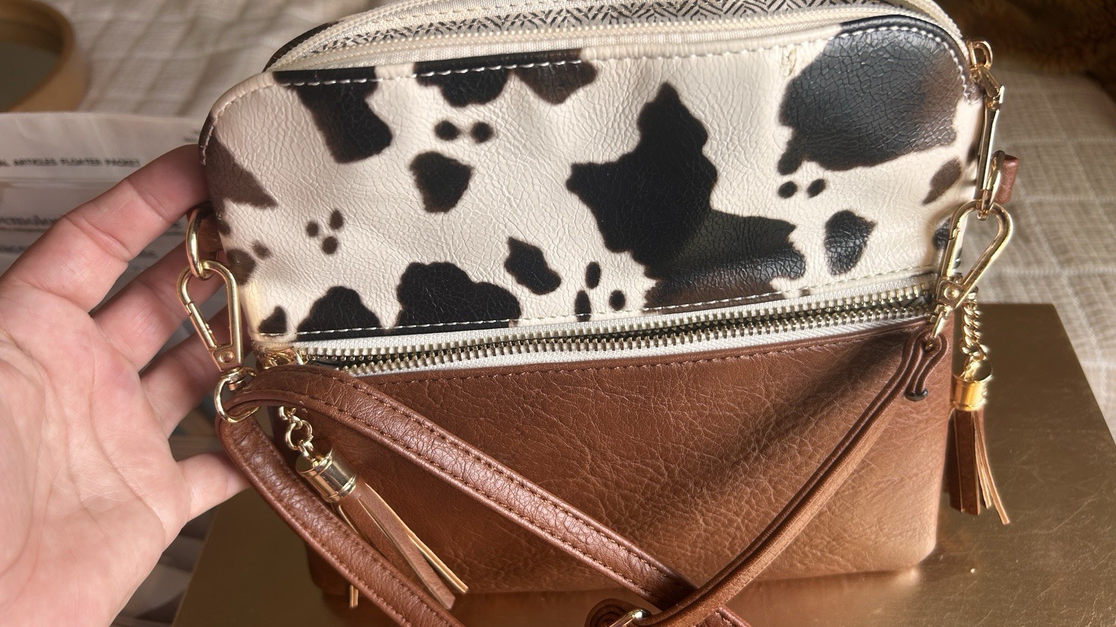 JEN & CO. COW PRINT HANDBAG