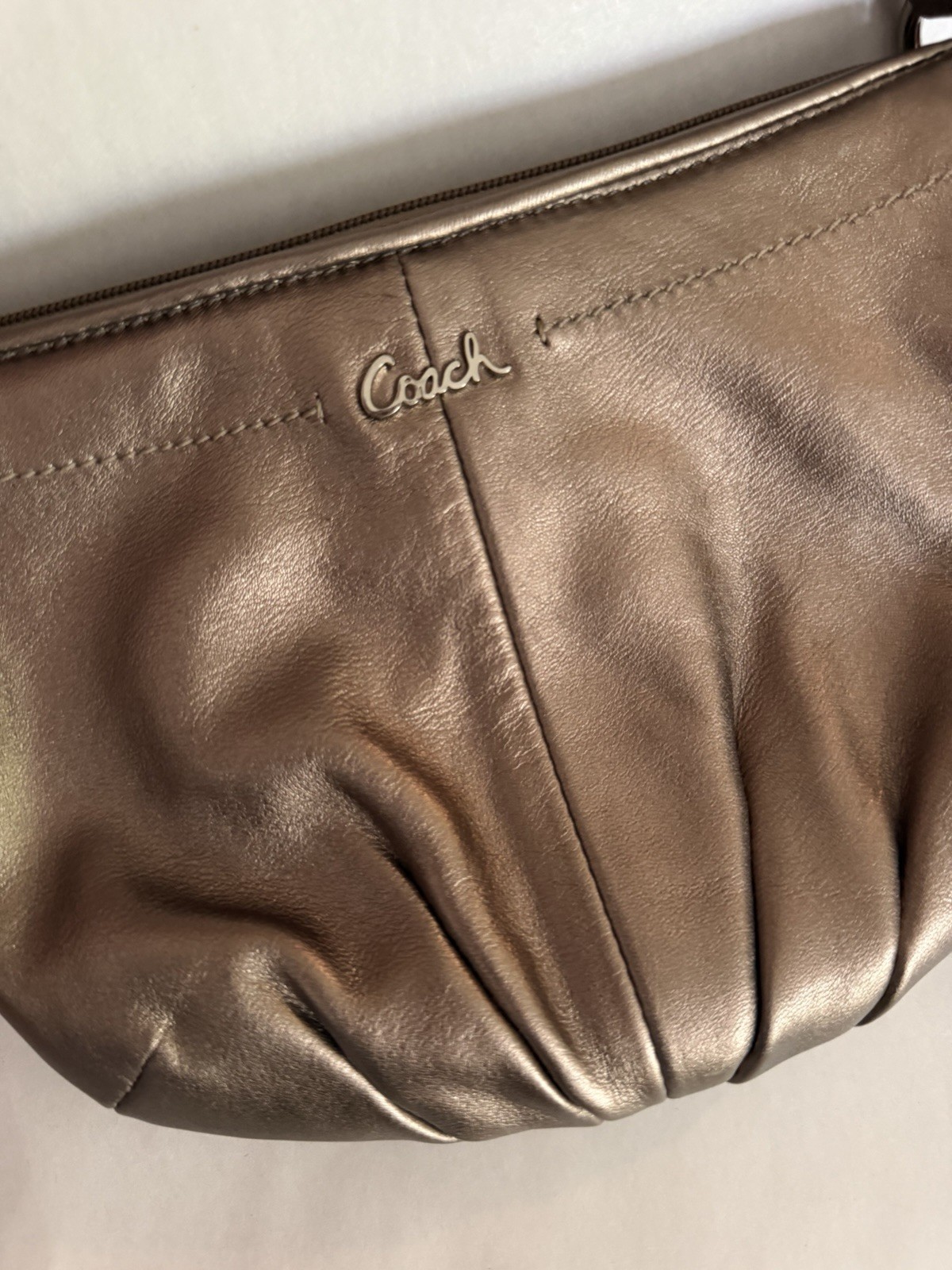Coach Metallic Bronze Small Wristlet with Silver Hardware