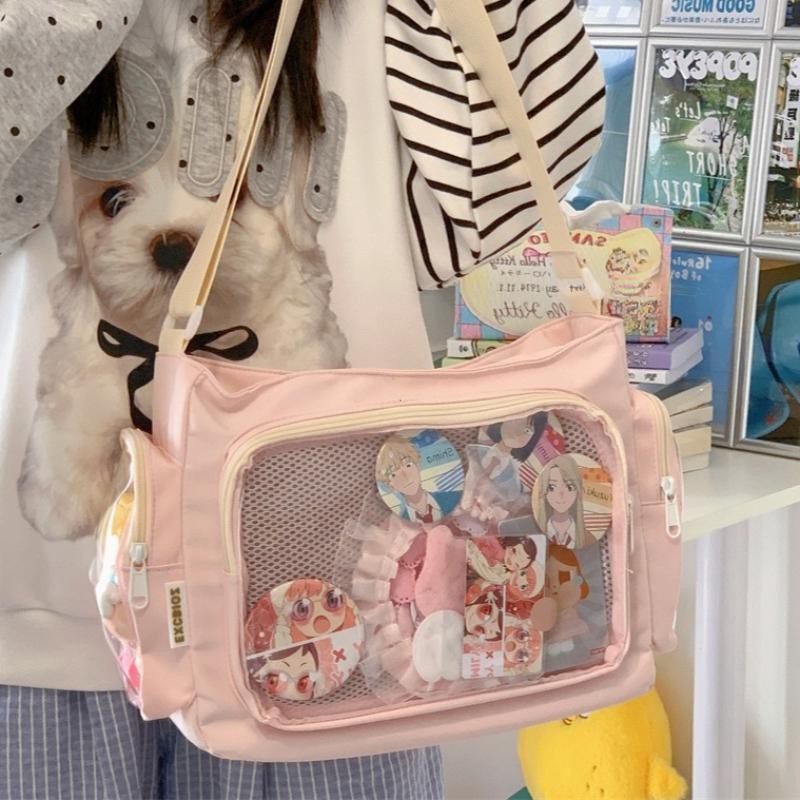 Trendy Transparent Ita Bag Large Capacity Crossbody Shoulder Bag School Fashion