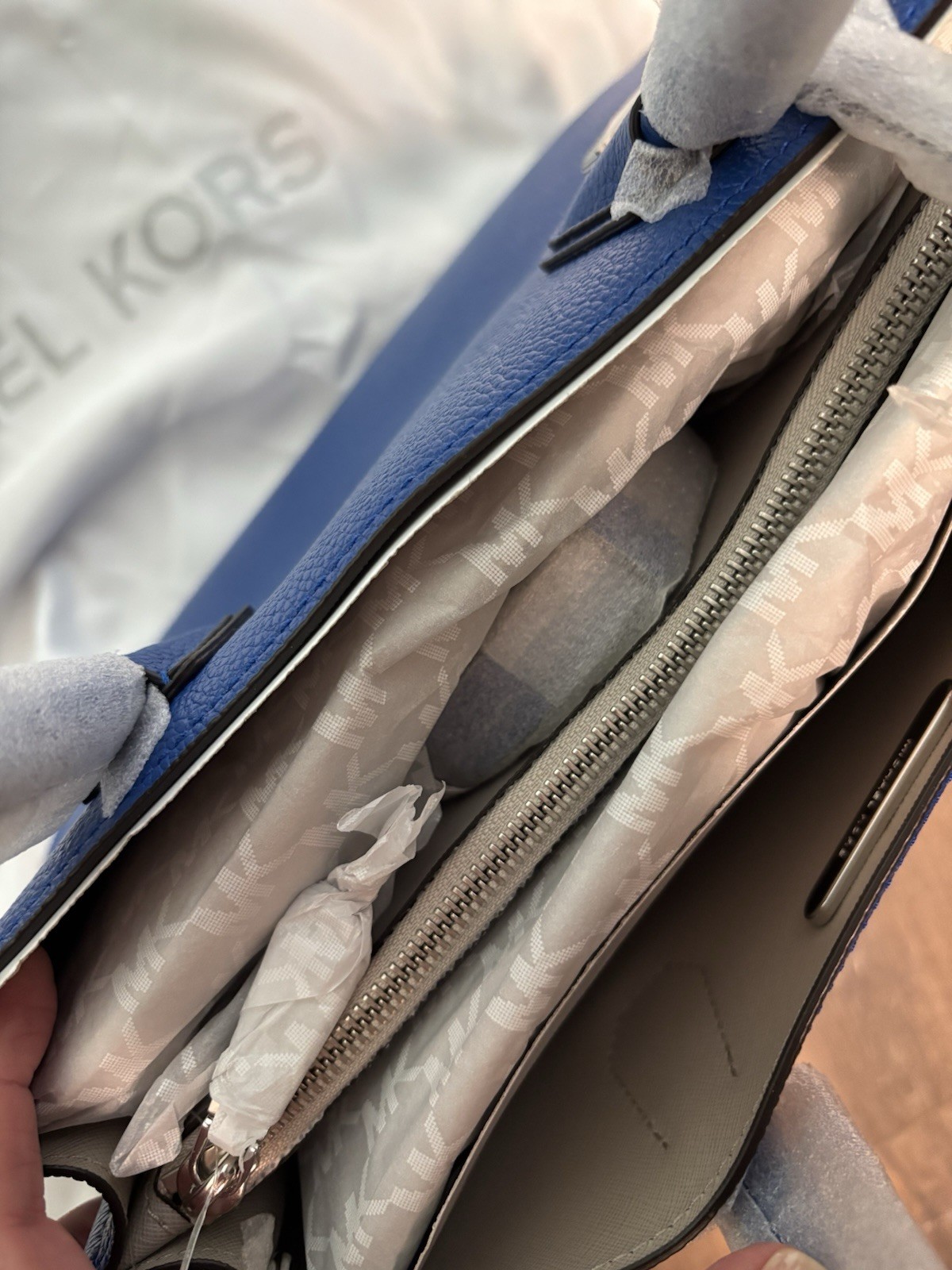 Michael Kors Mercer Large Blue Sapphire Leather Tote Bag BNWT