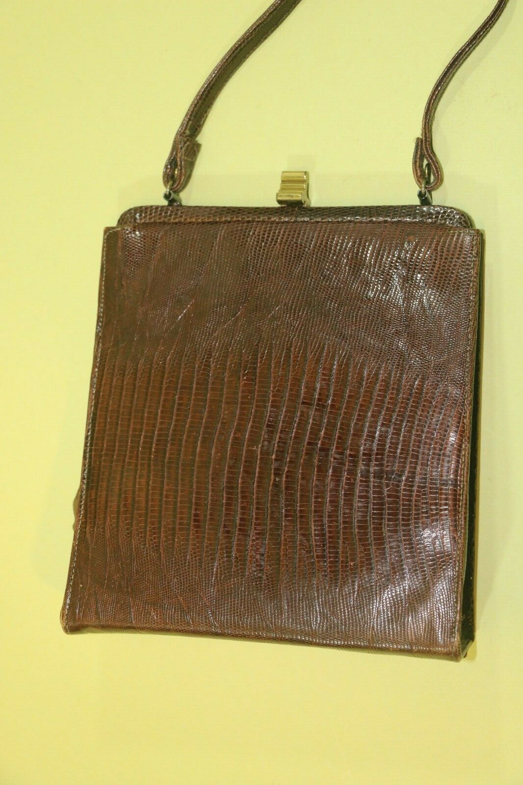 Vintage Antique Brown Alligator Leather Bag Purse Clutch