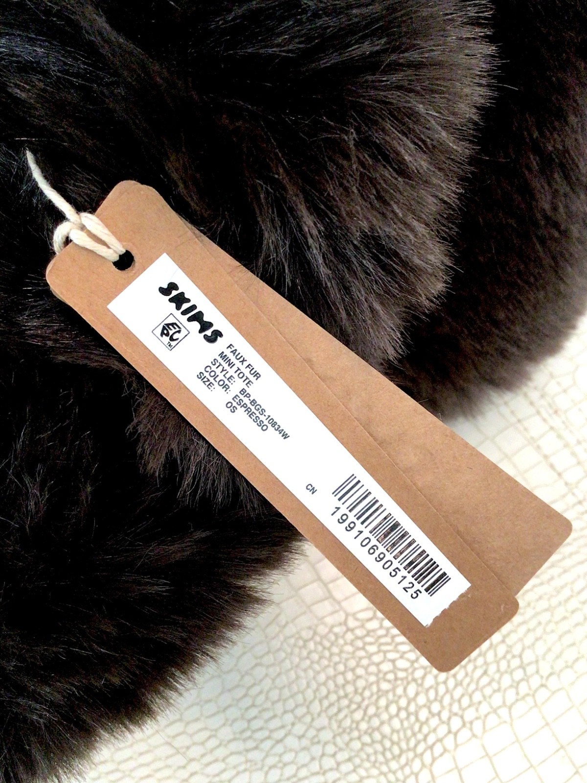 BRAND NEW (NWT) SKIMS Faux Fur Mini Tote Bag Espresso Brown