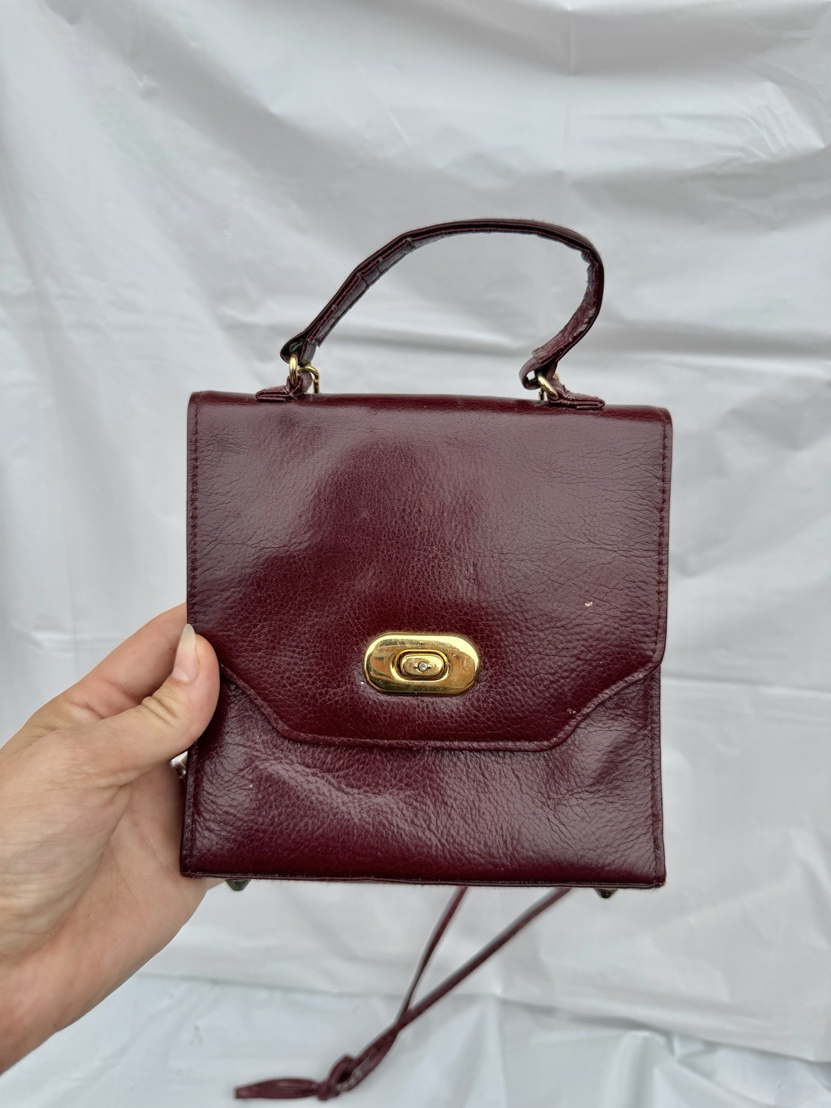 Vintage Bechamel Genuine Leather & Velvet Handbag Purse, Burgundy & Evening bag