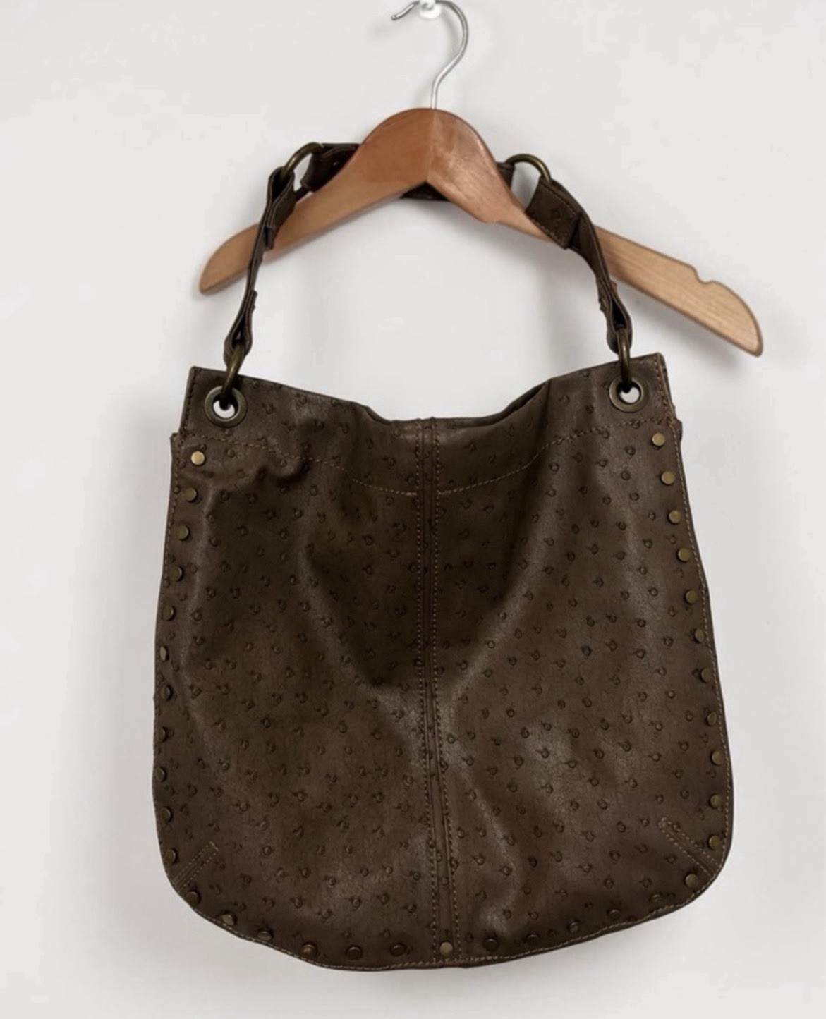 Vintage Allan Edward Contemporary Brown Studded Shoulder Bag