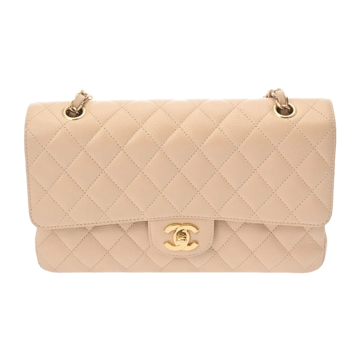 Chanel A01112 Shoulder Bag Grained Leather Beige #WB458