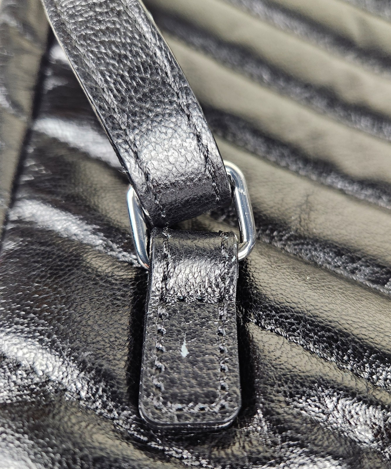 Lodis Leather Backpack Black Quilted RFID Expandable Snap Mini Bag