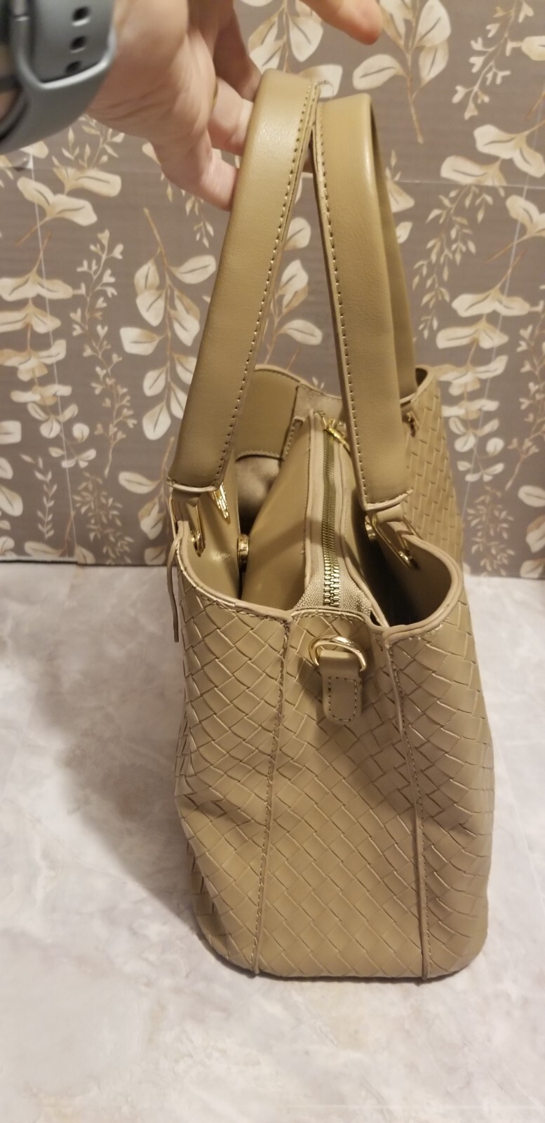 crossi Newyork handbag Weave Texture 3 Compartmentalized Zipper — w/o Strap