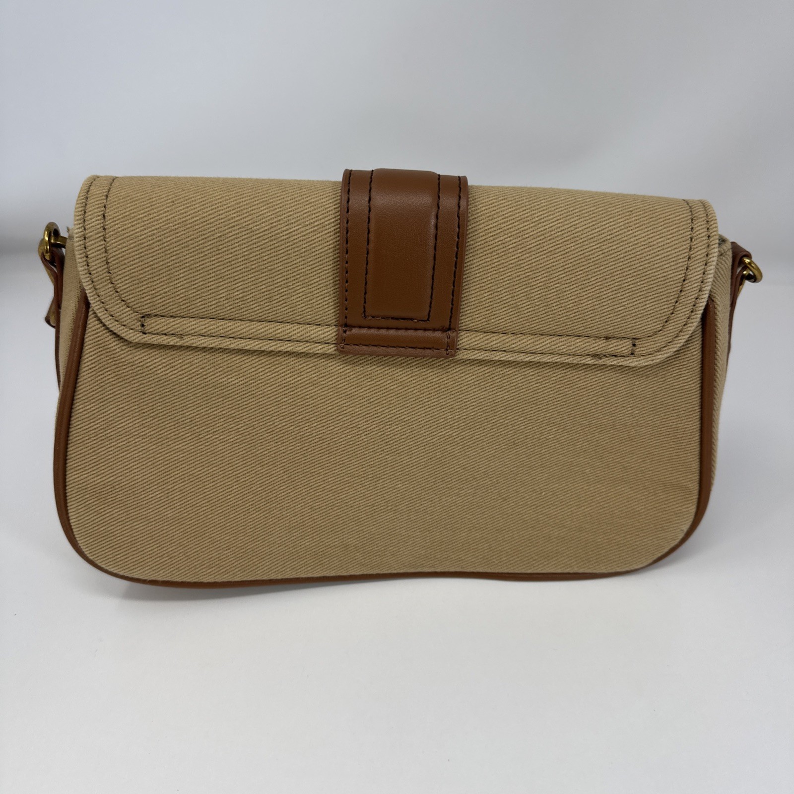 Steve Madden Beige Brown Shoulder Bag, Magnetic Snap Buckle